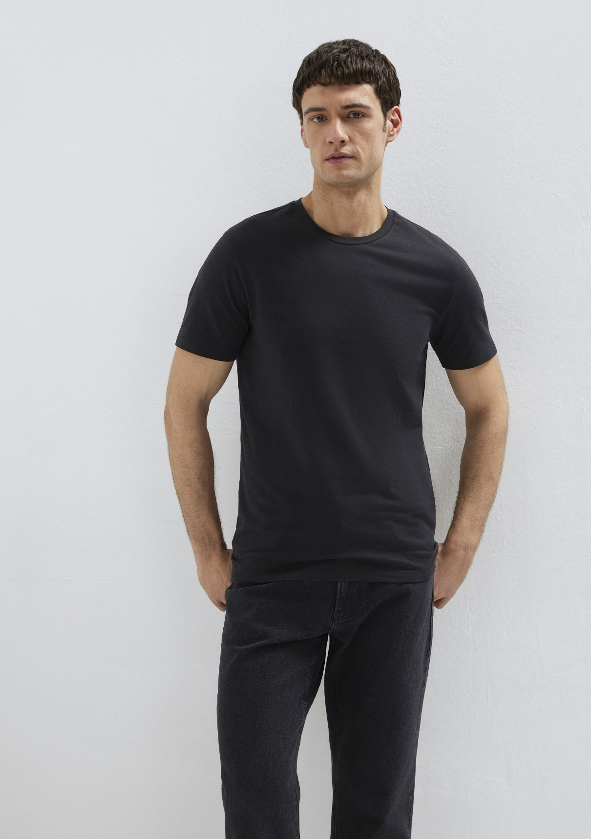 Mavi Stretch Siyah Basic Tişört görsel 2