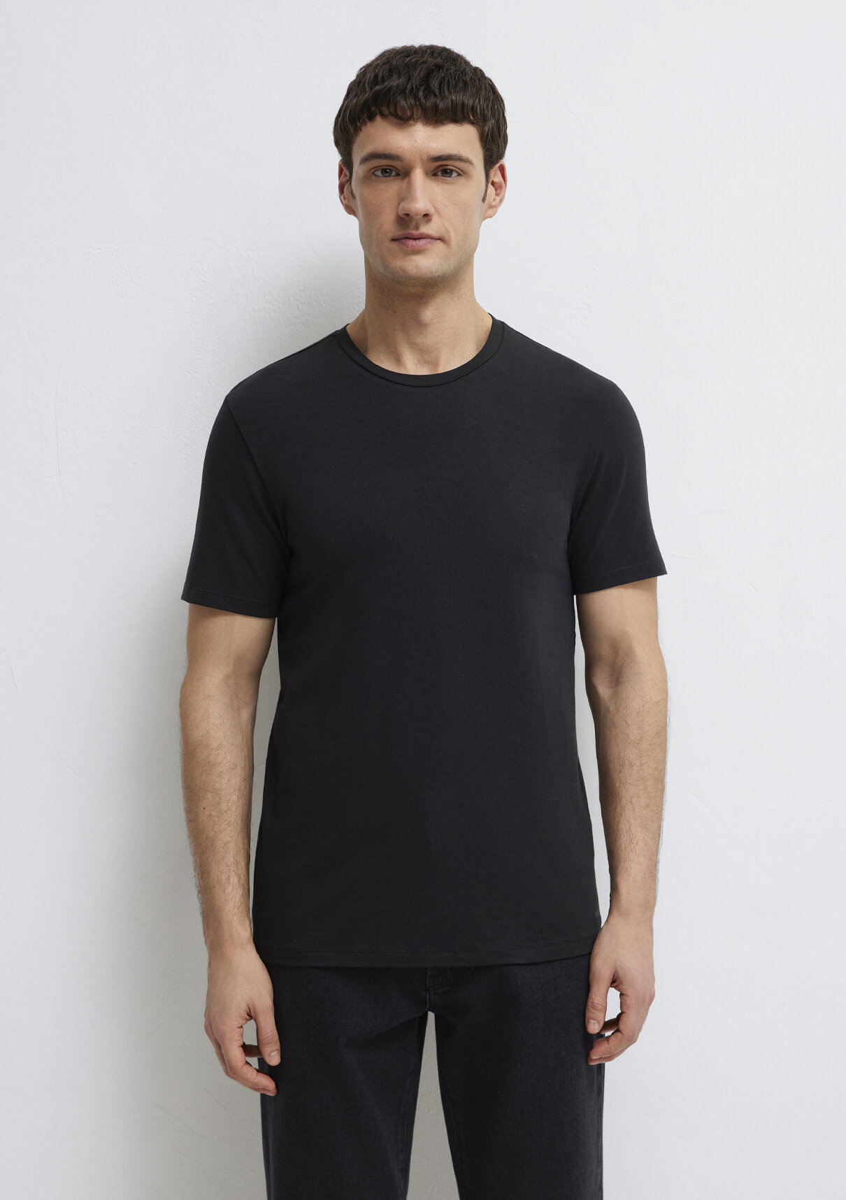 Mavi Stretch Siyah Basic Tişört görsel 3