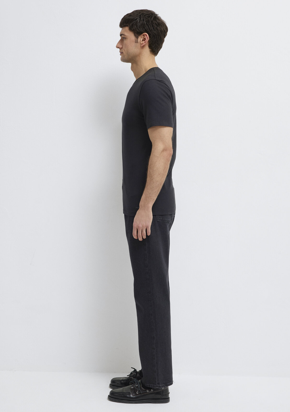 Mavi Stretch Siyah Basic Tişört görsel 4