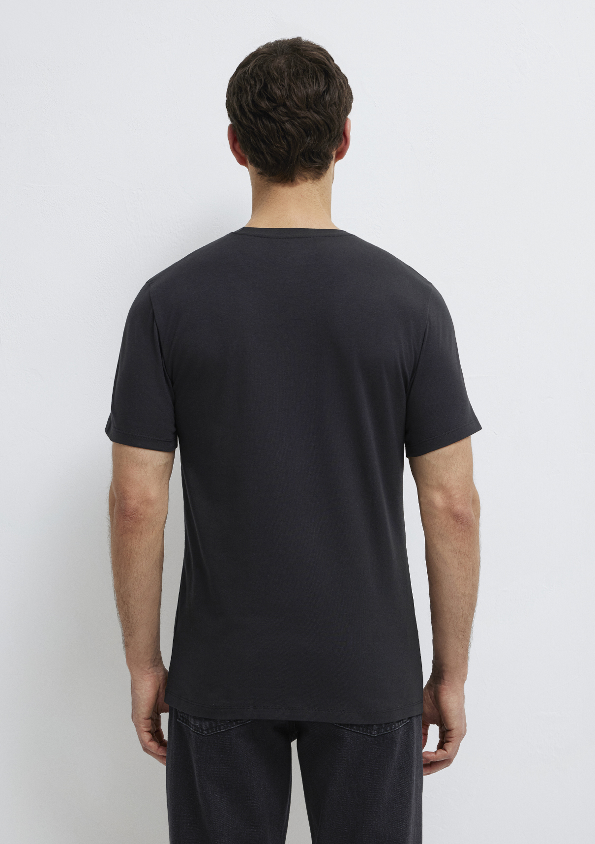 Mavi Stretch Siyah Basic Tişört görsel 5