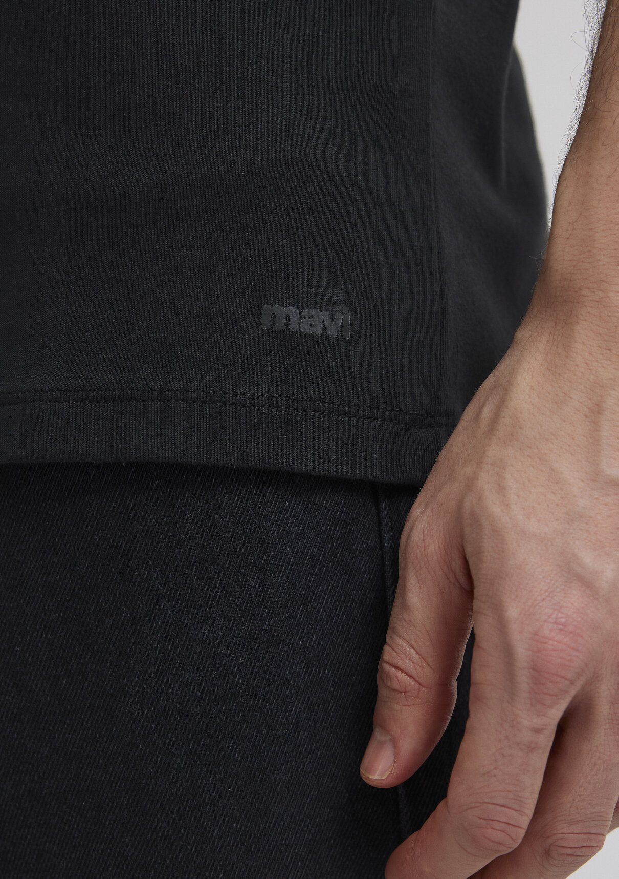 Mavi Stretch Siyah Basic Tişört görsel 7
