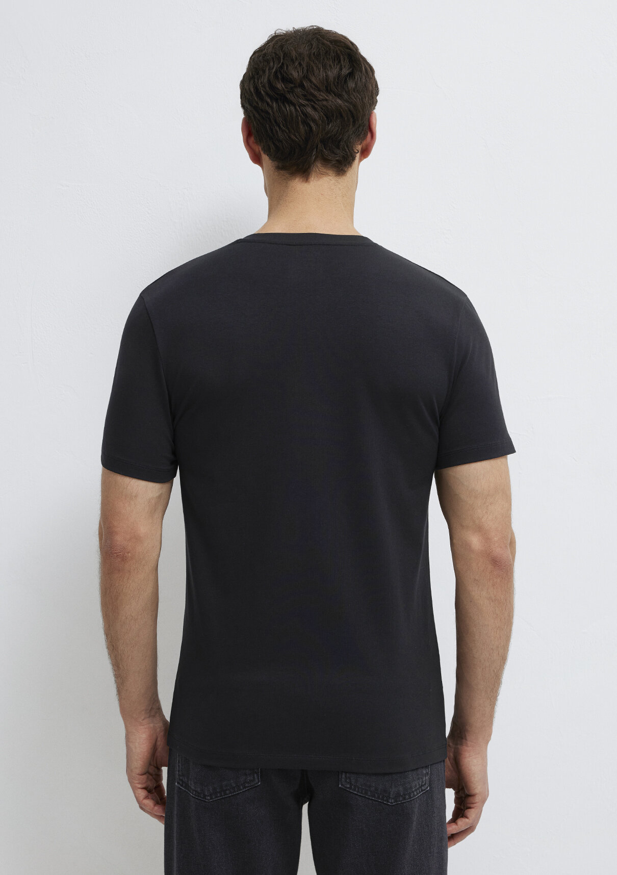 Mavi Stretch V Yaka Siyah Basic Tişört görsel 5