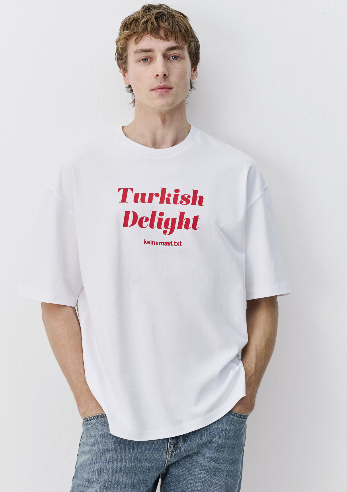Mavi Turkish Delight Baskılı Beyaz Tişört