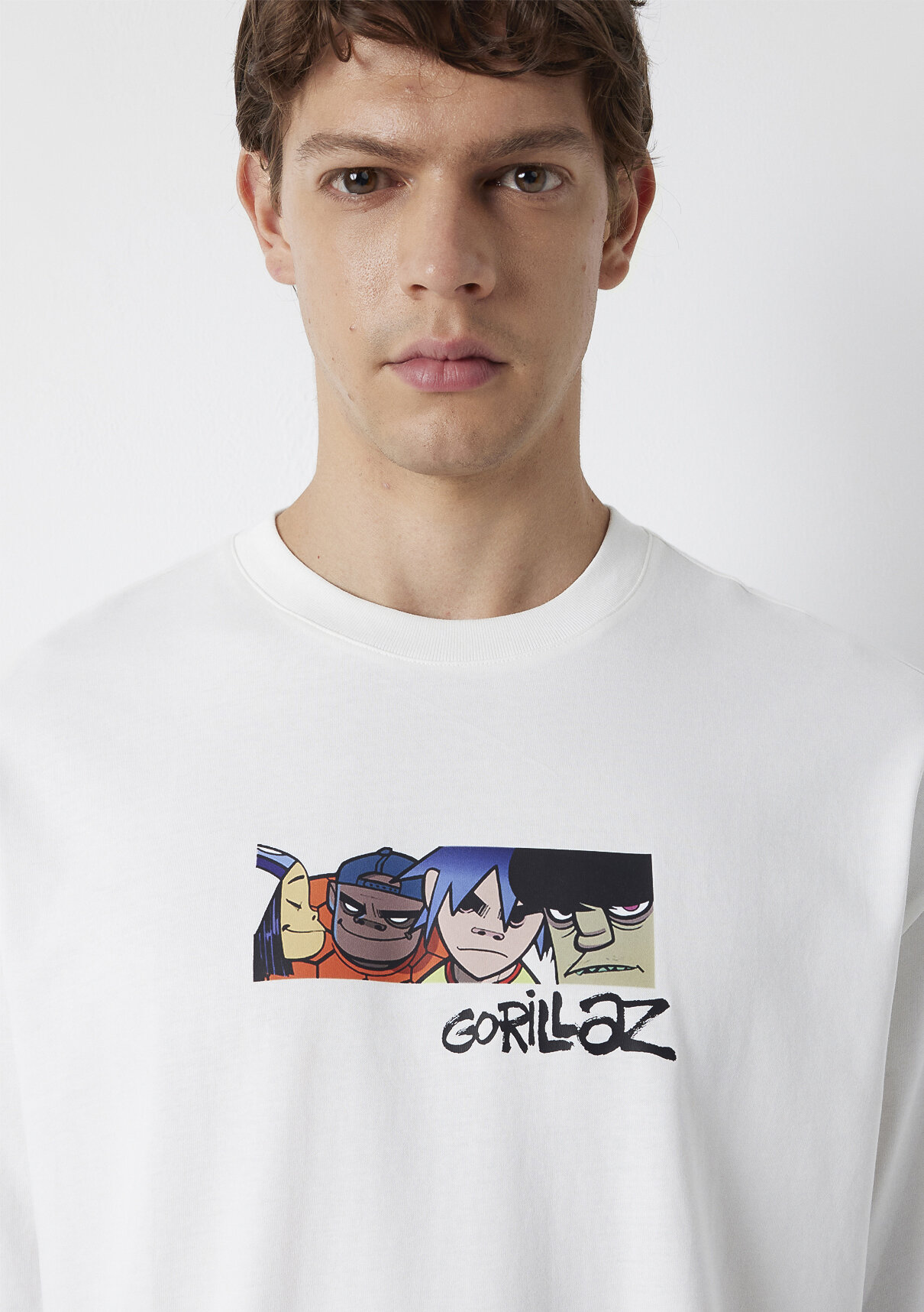 Mavi Gorillaz Baskılı Beyaz Tişört görsel 6