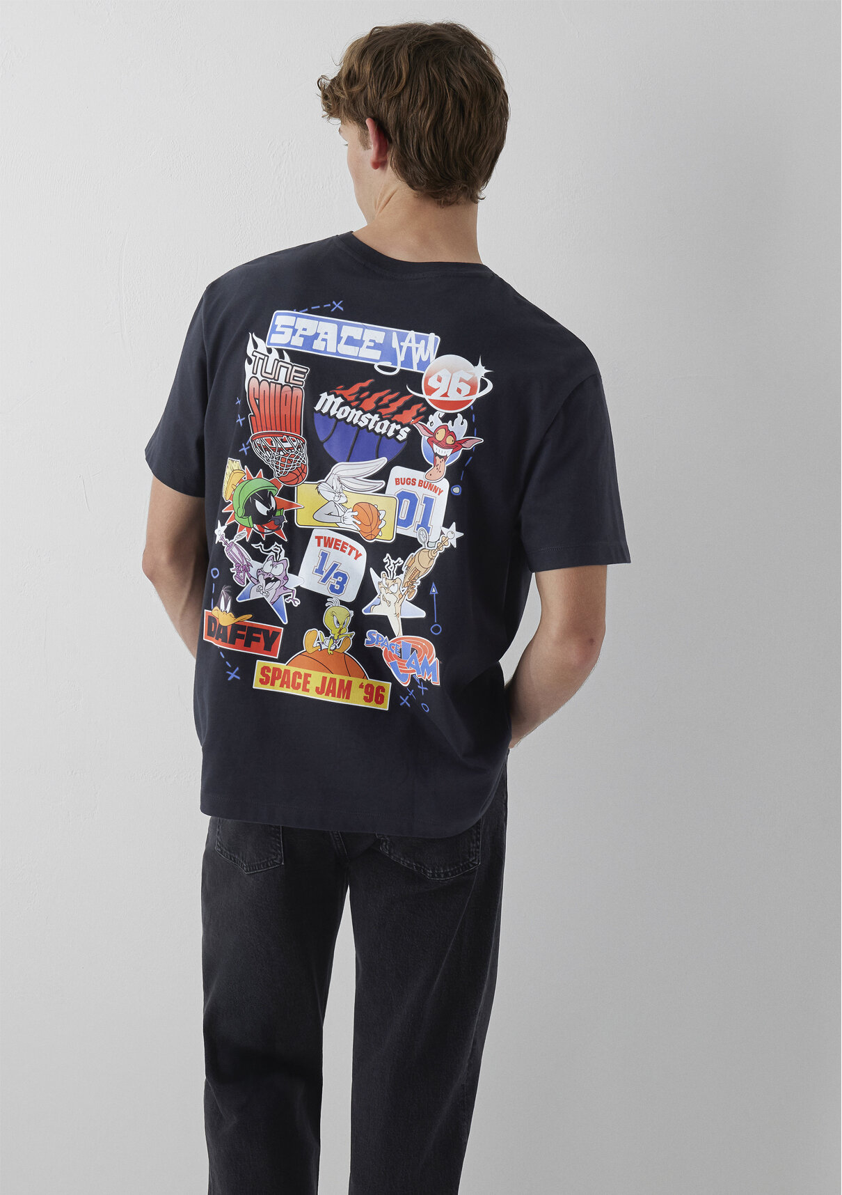 Mavi Space Jam Baskılı SiyahTişört