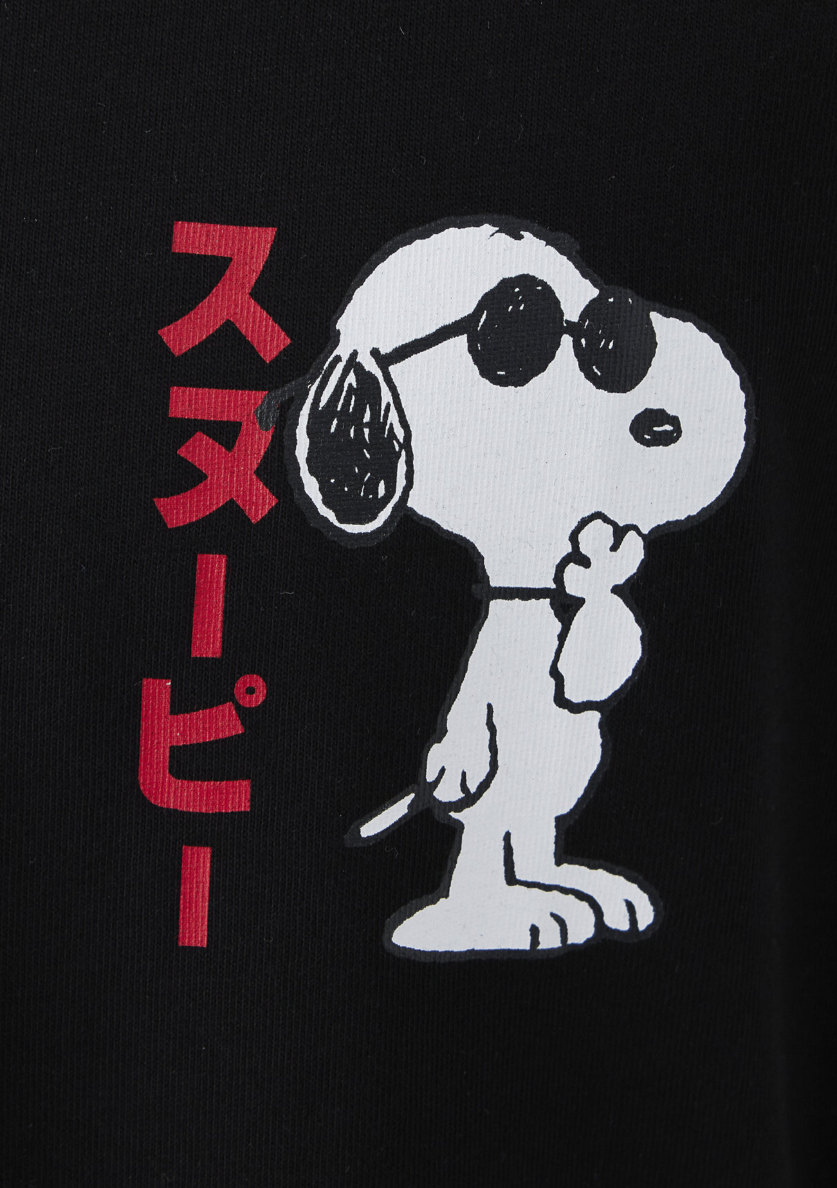 Mavi Snoopy Baskılı Siyah Tişört görsel 7
