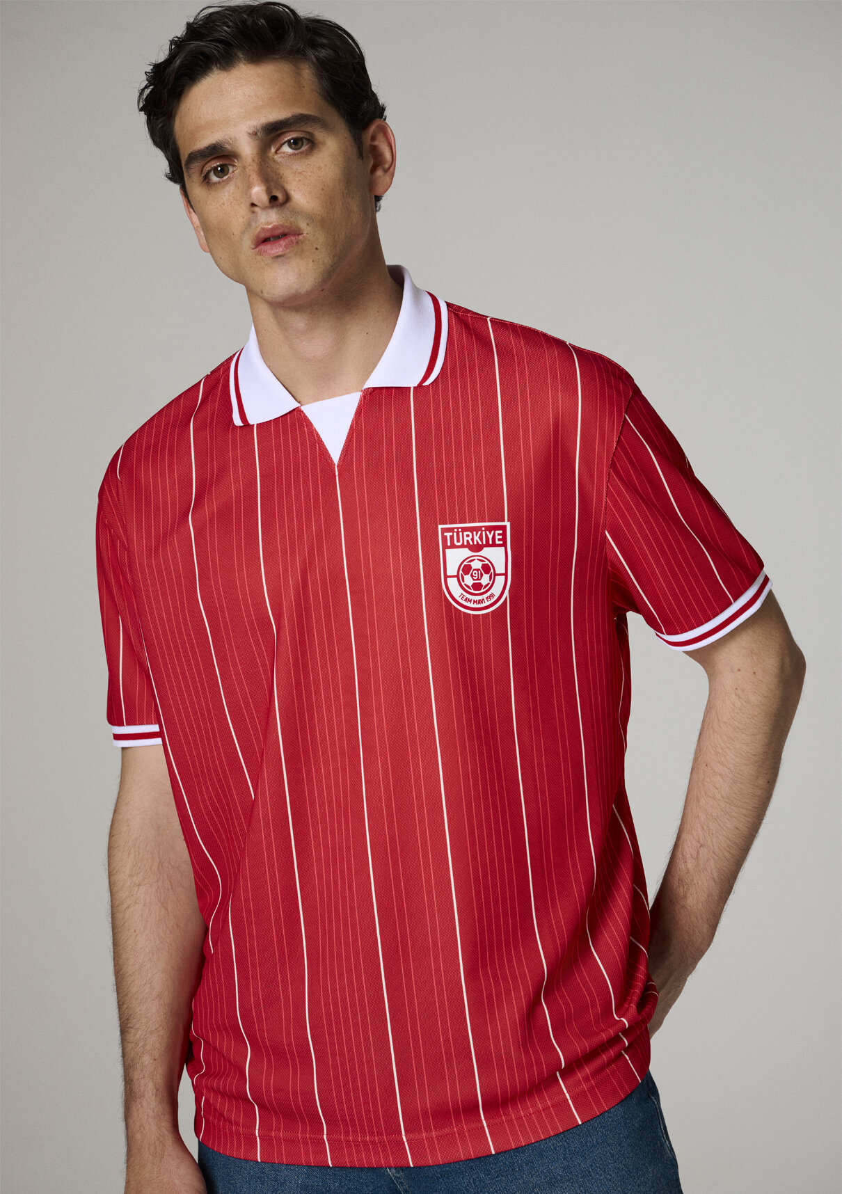 Mavi Team Mavi Futbol Koleksiyonu Türkiye Baskılı Kırmızı Erkek Forma Tişört görsel 2