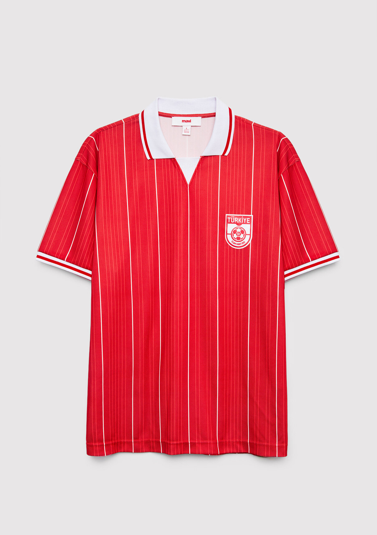 Mavi Team Mavi Futbol Koleksiyonu Türkiye Baskılı Kırmızı Erkek Forma Tişört görsel 8