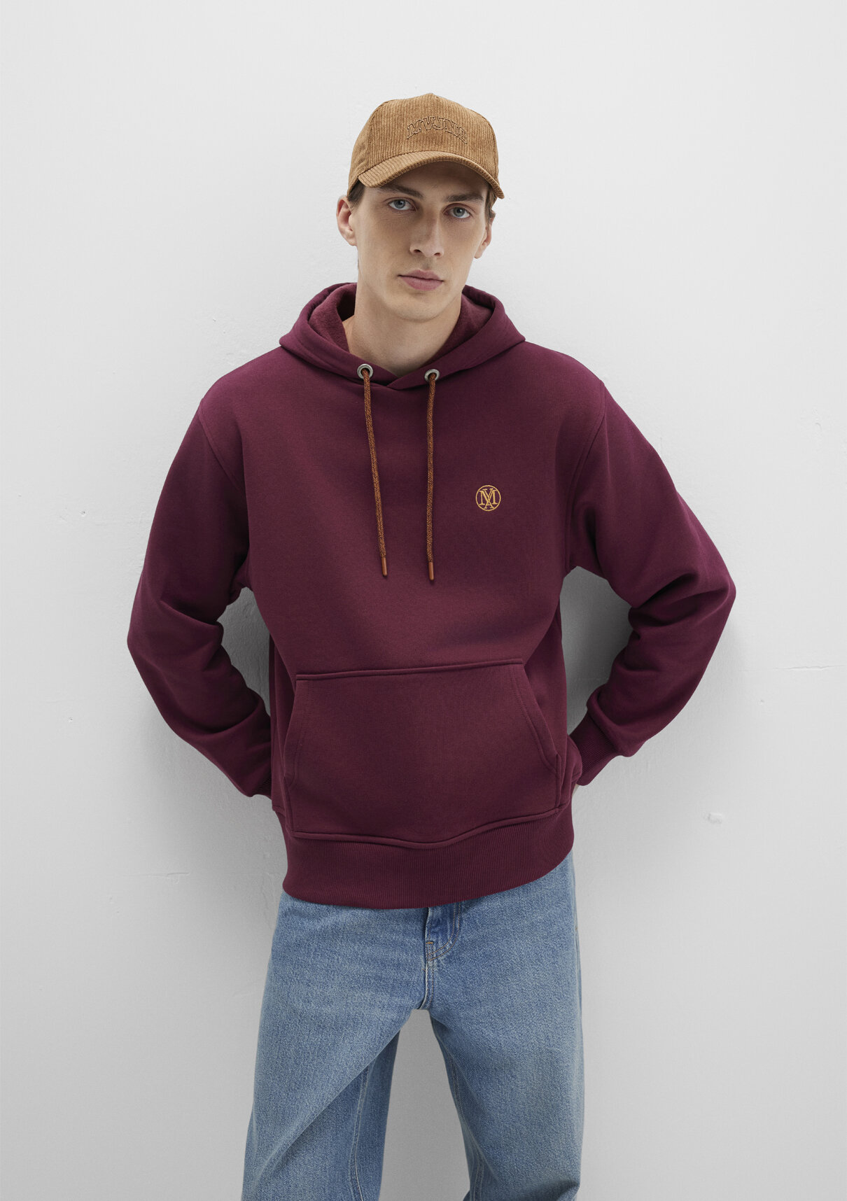 Mavi Logo Nakışlı Kapüşonlu Bordo Sweatshirt görsel 2