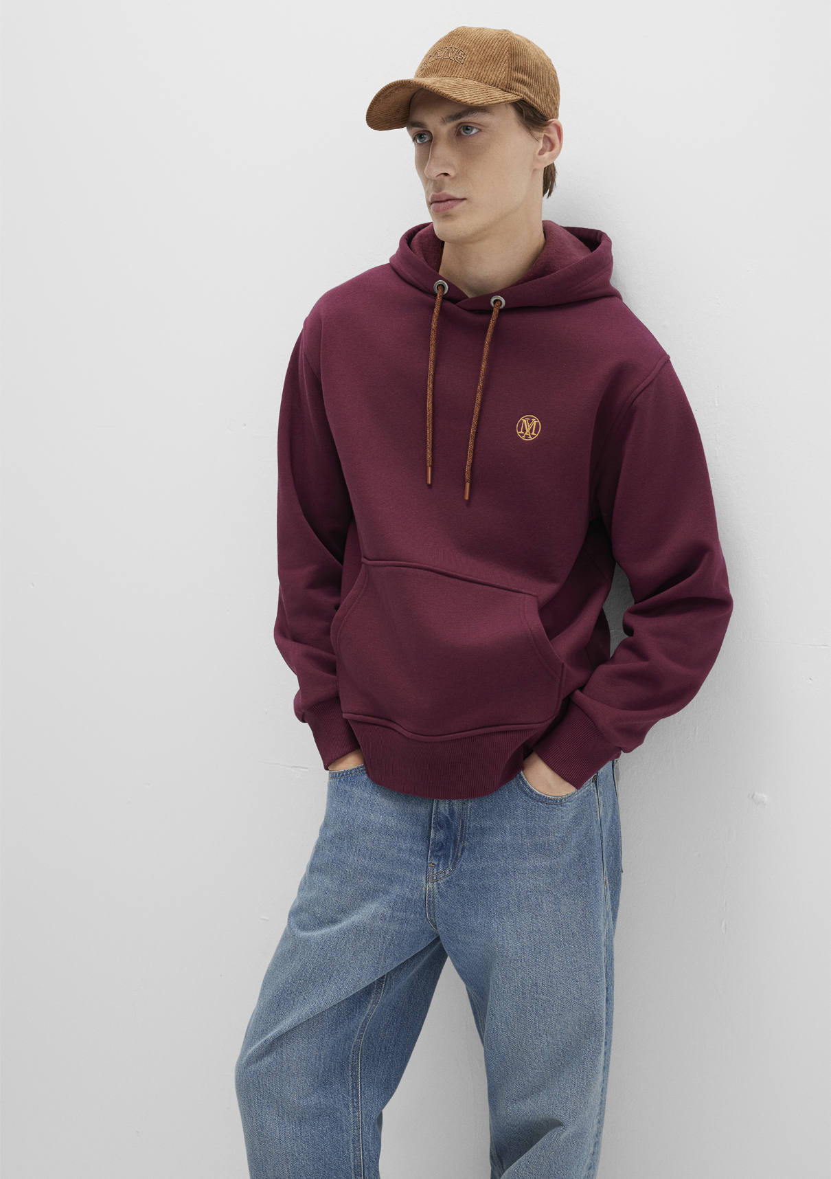 Mavi Logo Nakışlı Kapüşonlu Bordo Sweatshirt görsel 3