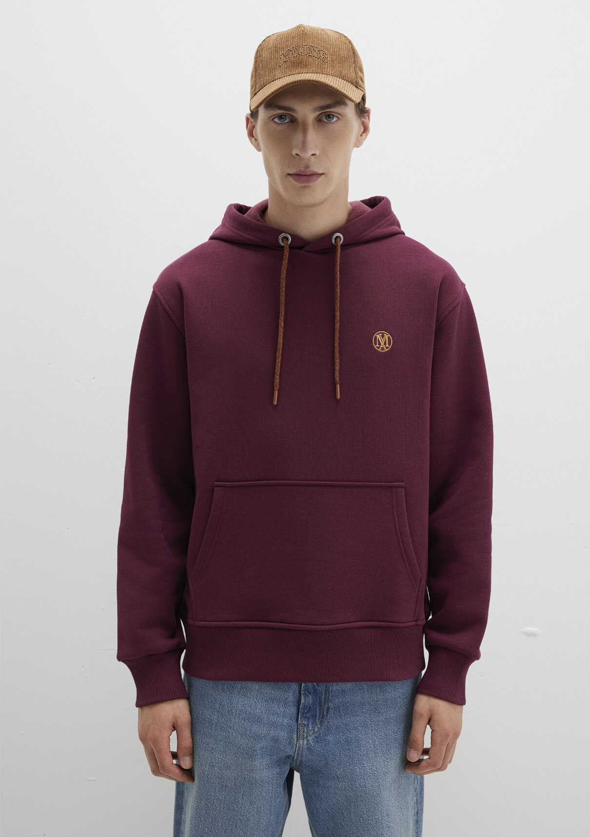 Mavi Logo Nakışlı Kapüşonlu Bordo Sweatshirt görsel 4