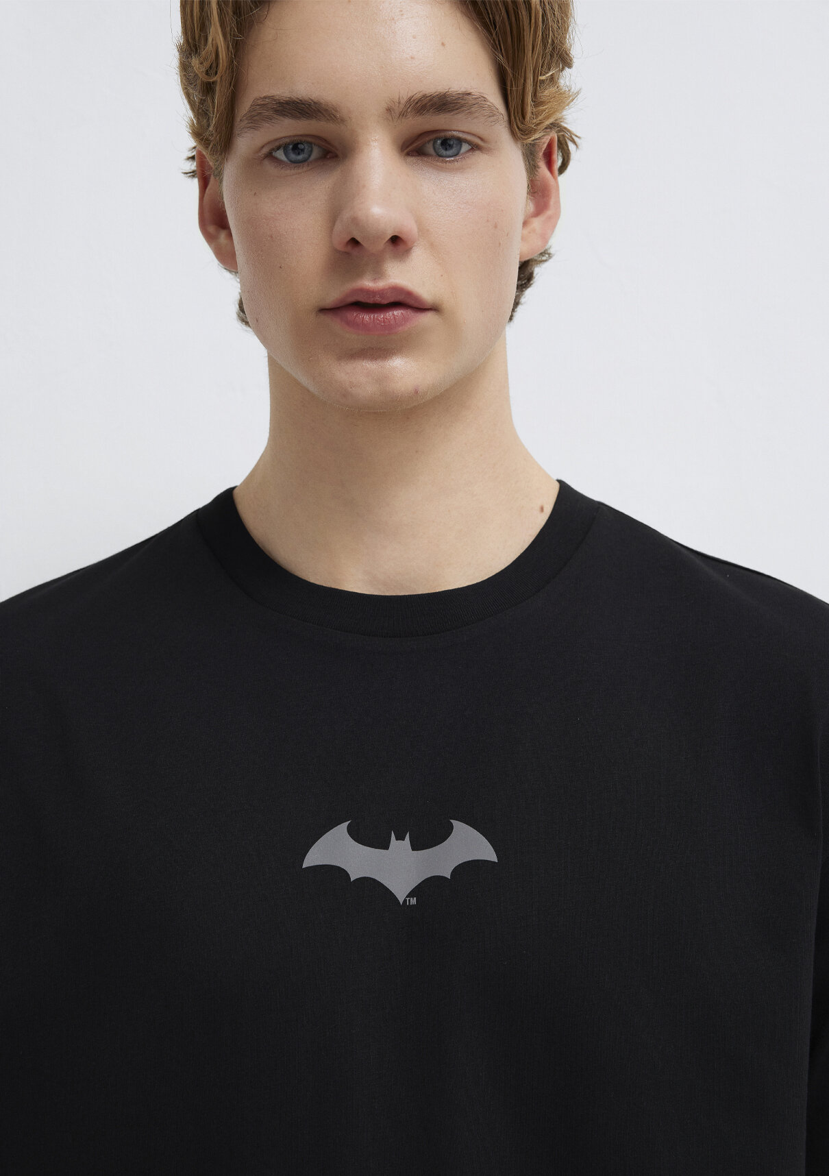 Mavi Batman Baskılı Siyah Tişört görsel 7