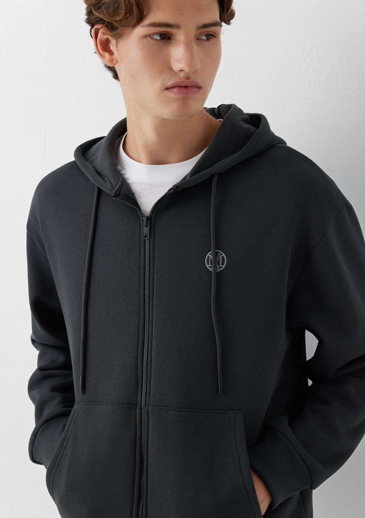 Mavi Kapüşonlu Gri Sweatshirt