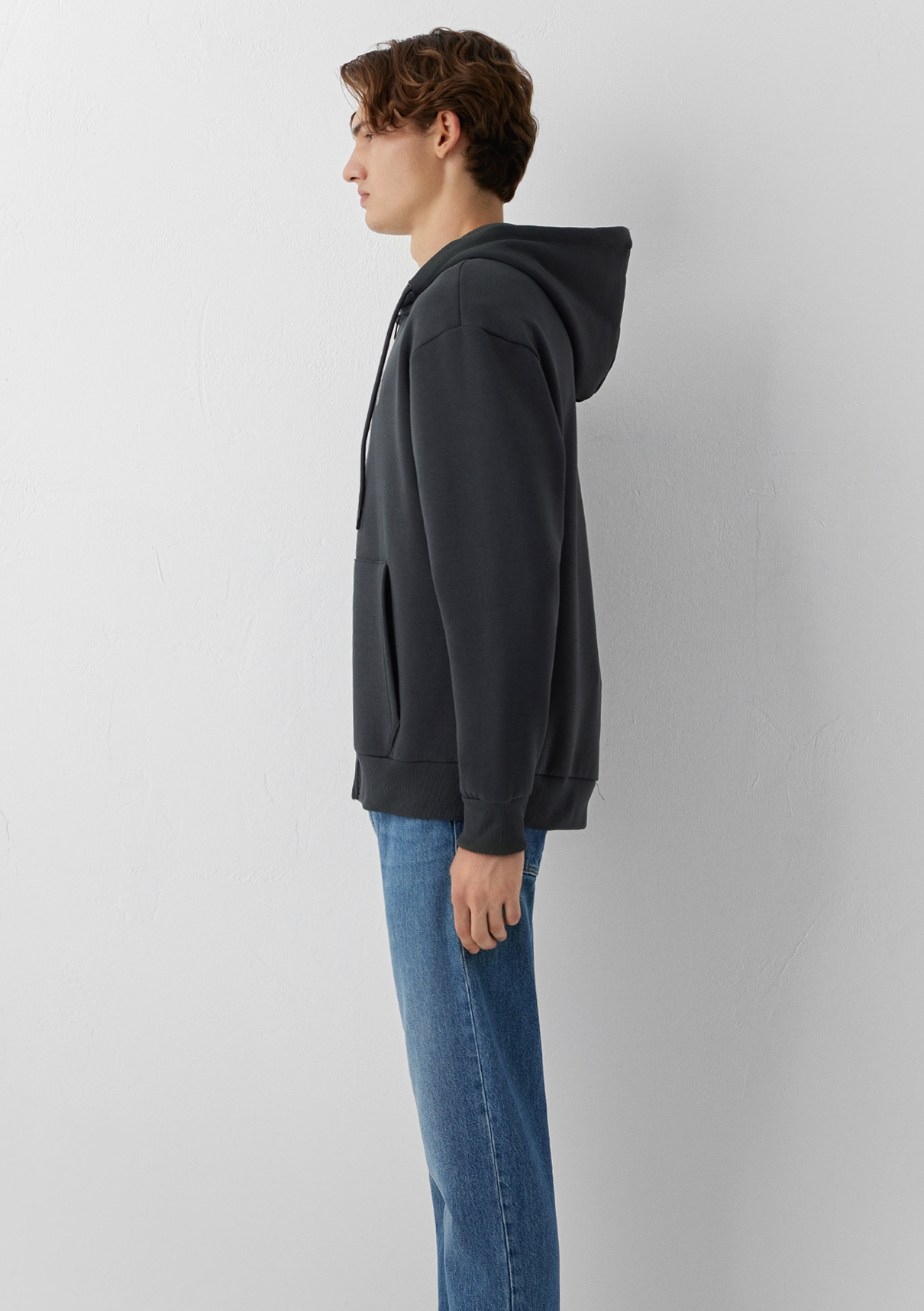 Mavi Kapüşonlu Gri Sweatshirt görsel 4