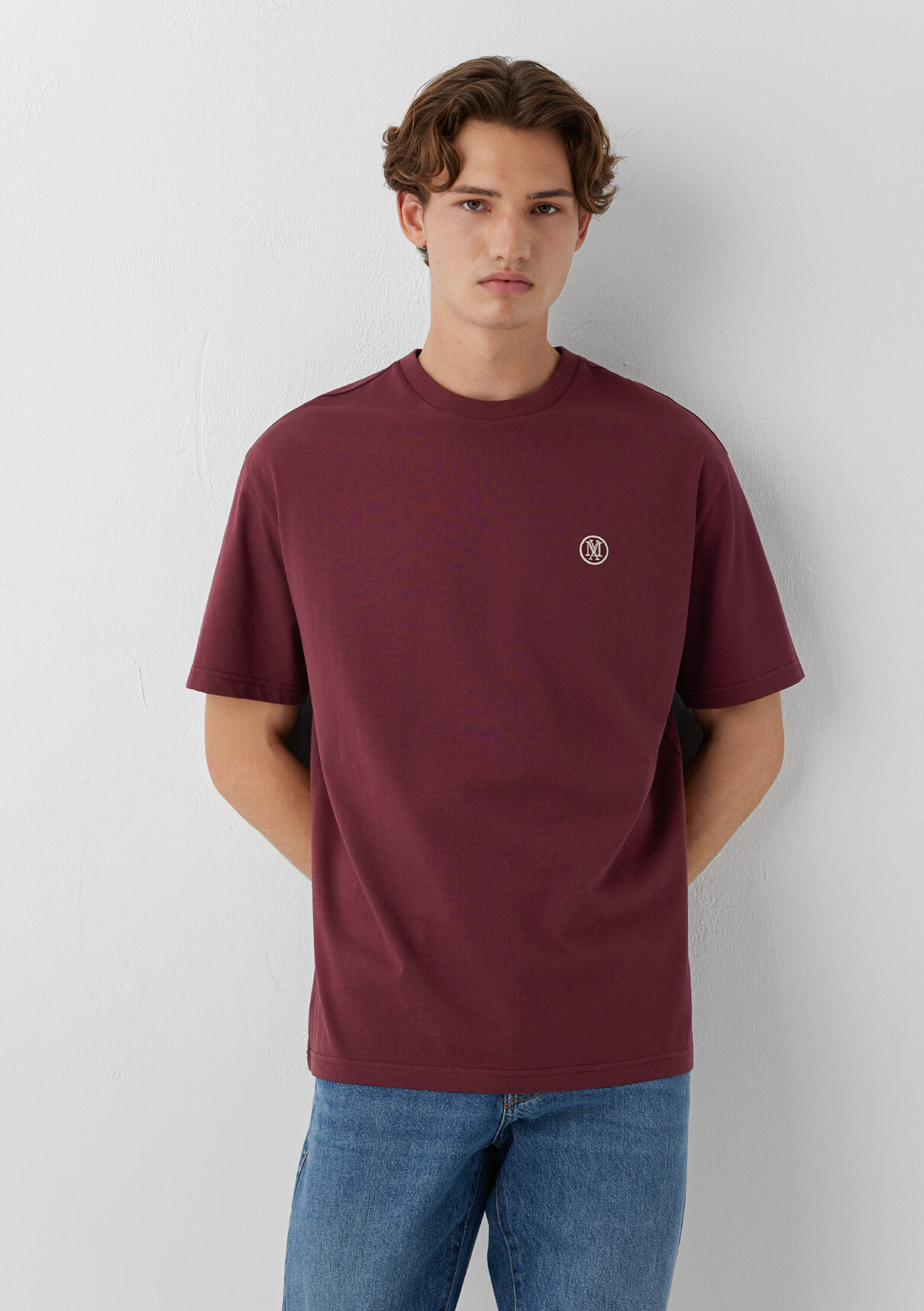 Mavi Logo İşlemeli Bordo Basic Tişört