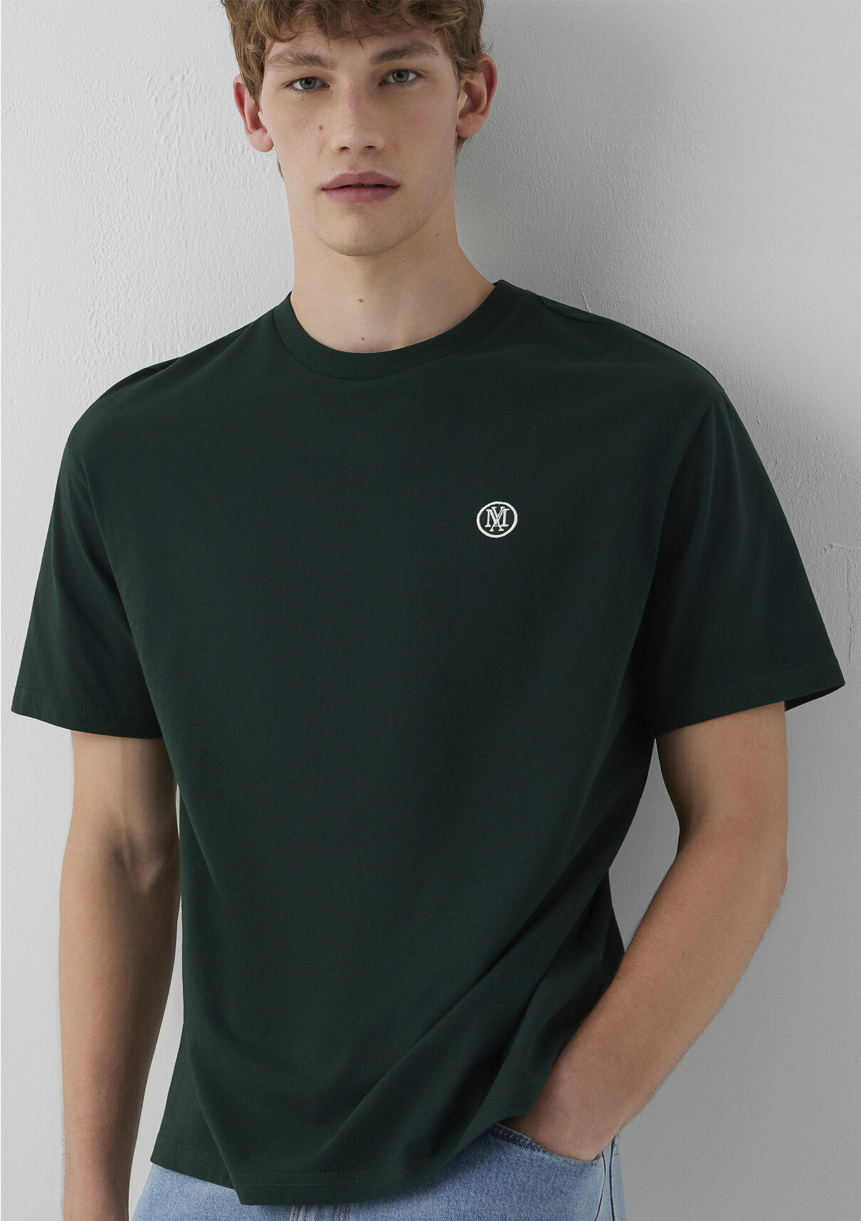 Mavi Logo İşlemeli Yeşil Basic Tişört