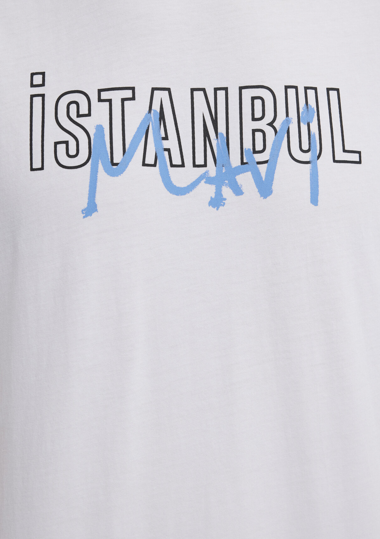 Mavi İstanbul Baskılı Beyaz Tişört görsel 8