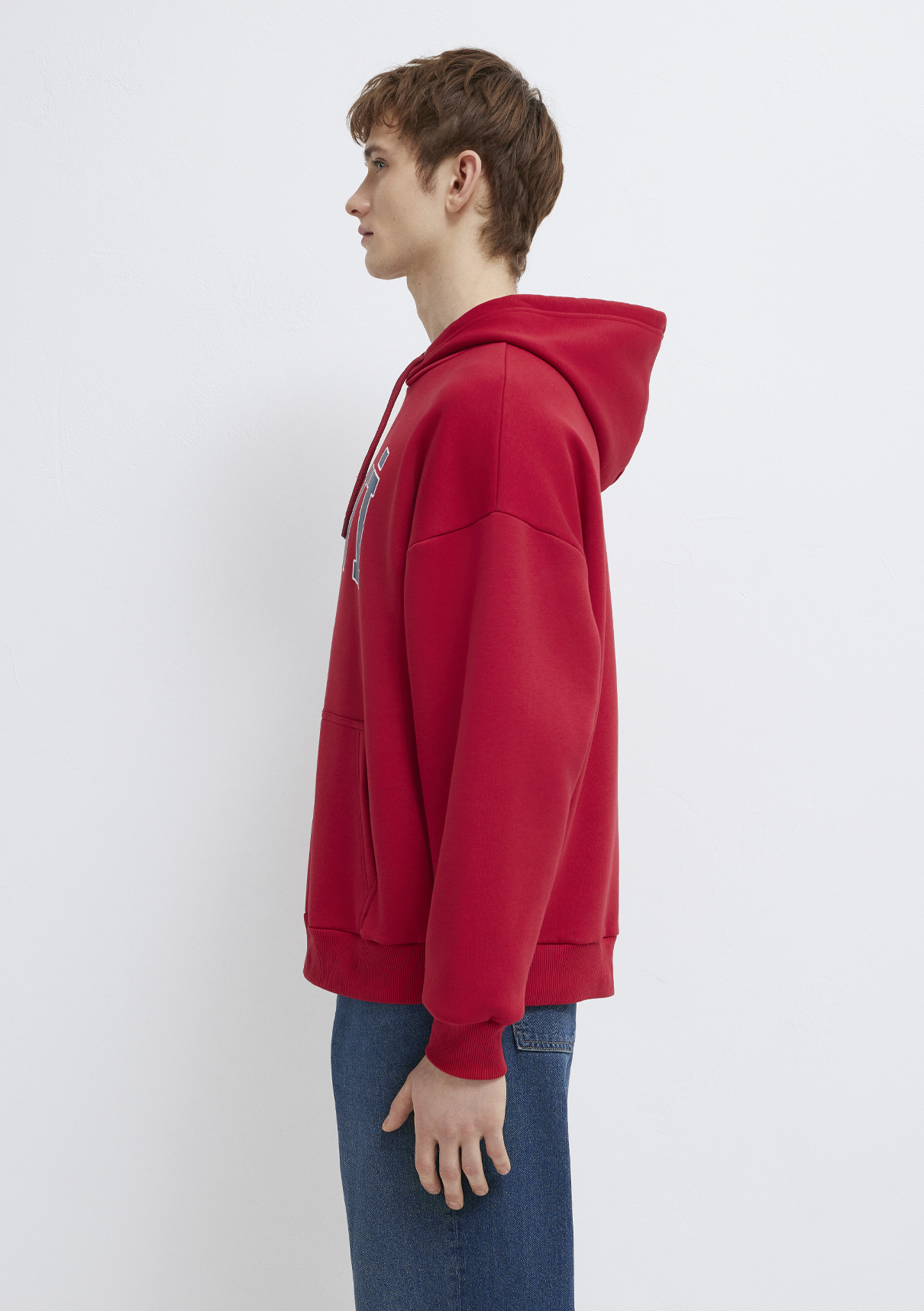 Mavi Logo Baskılı Kapüşonlu Kırmızı Sweatshirt görsel 4