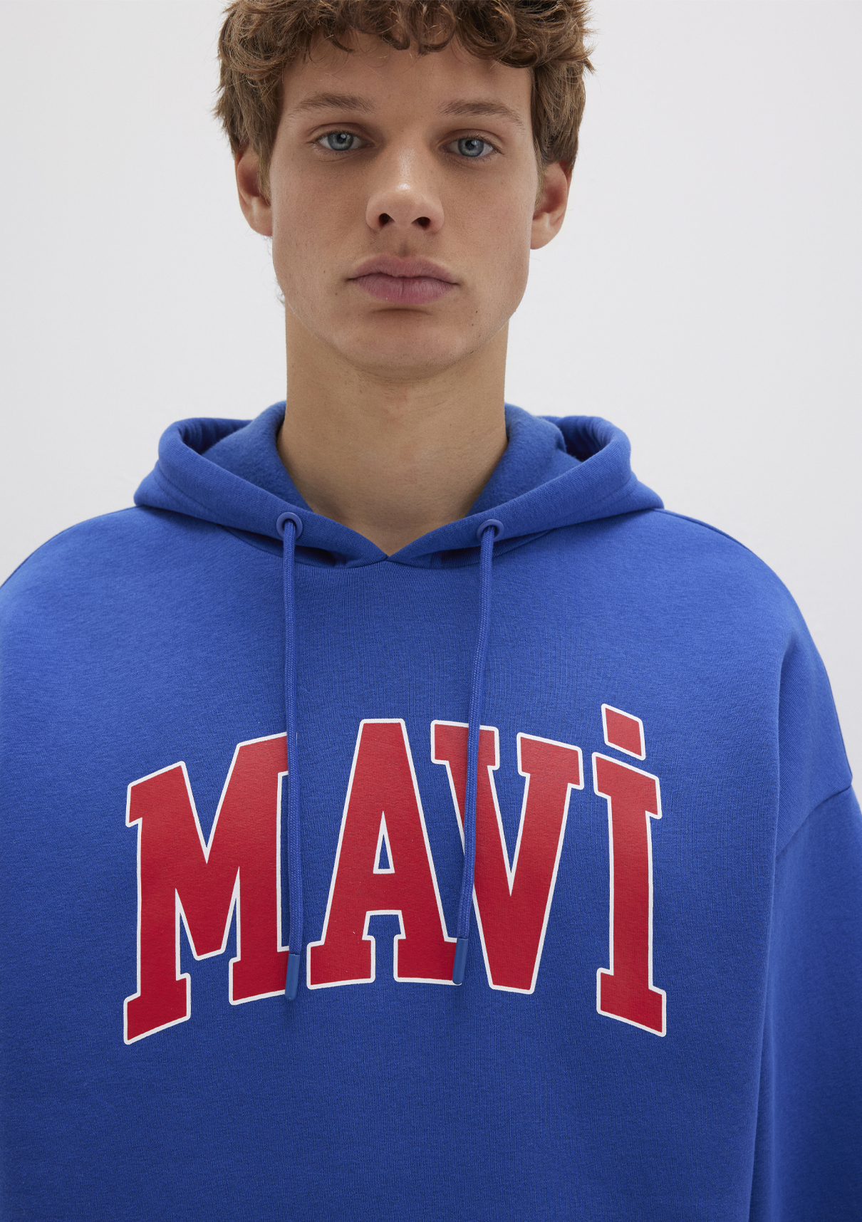 Mavi Logo Baskılı Kapüşonlu Mavi Sweatshirt görsel 5