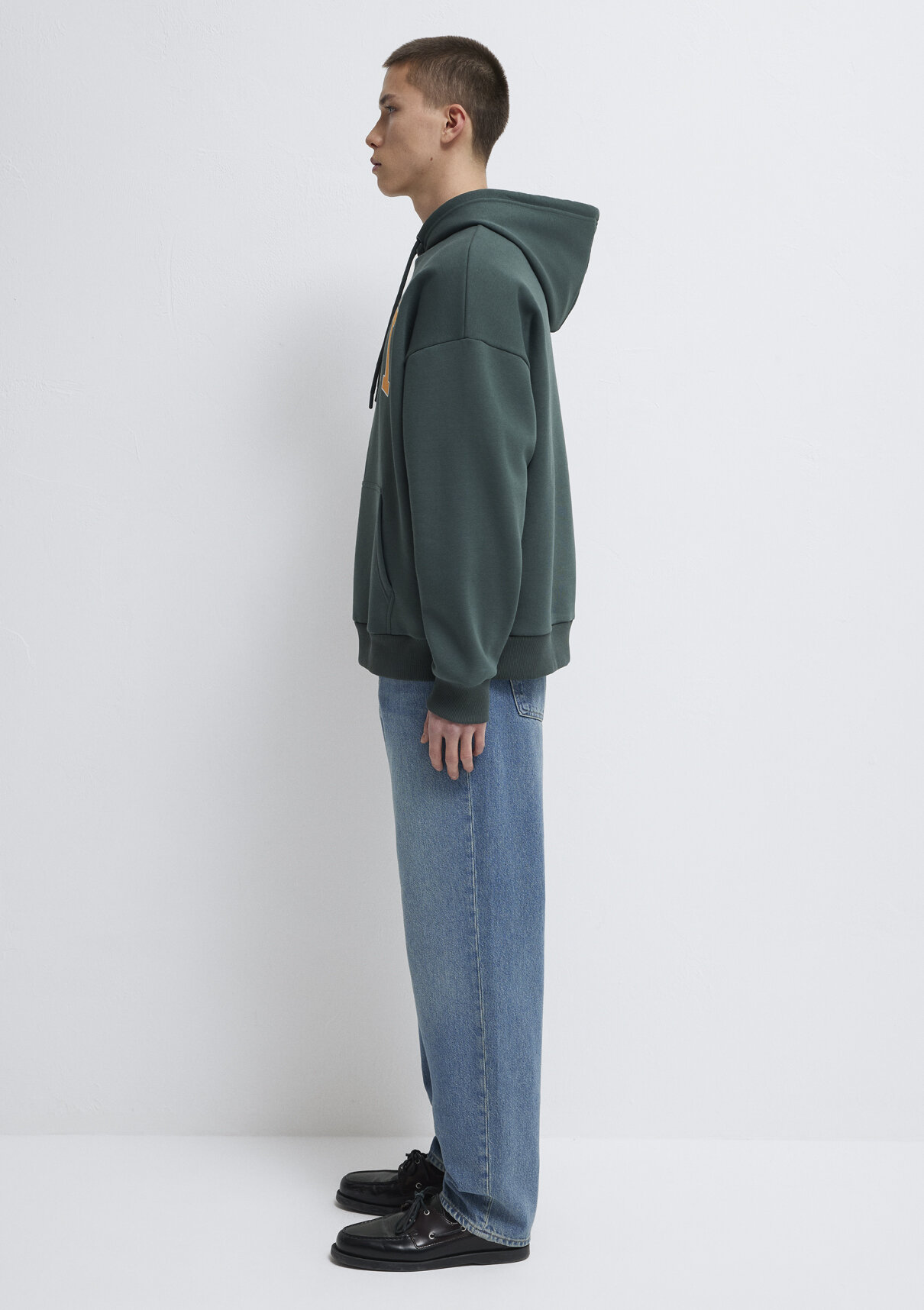 Mavi Logo Baskılı Kapüşonlu Yeşil Sweatshirt görsel 4