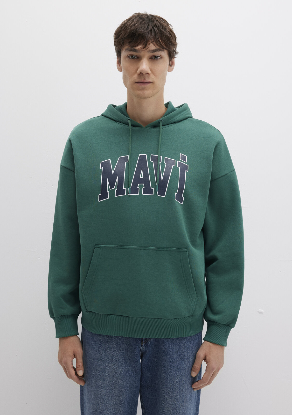 Mavi Logo Baskılı Kapüşonlu Yeşil Sweatshirt görsel 4