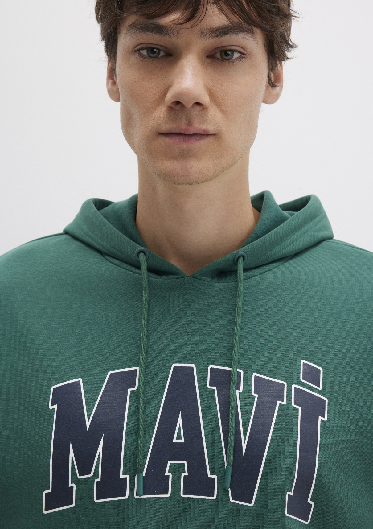 Mavi Logo Baskılı Kapüşonlu Yeşil Sweatshirt görsel 6