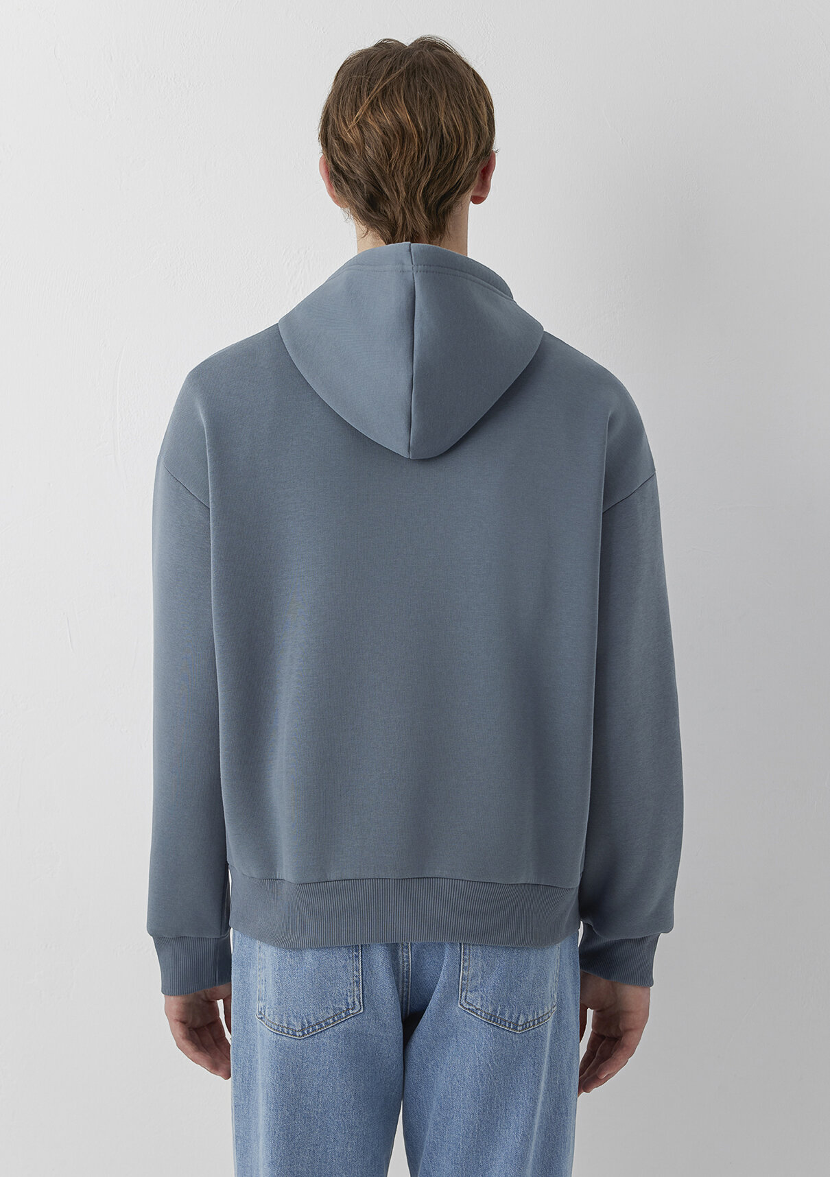 Mavi Logo Baskılı Kapüşonlu Gri Sweatshirt görsel 5