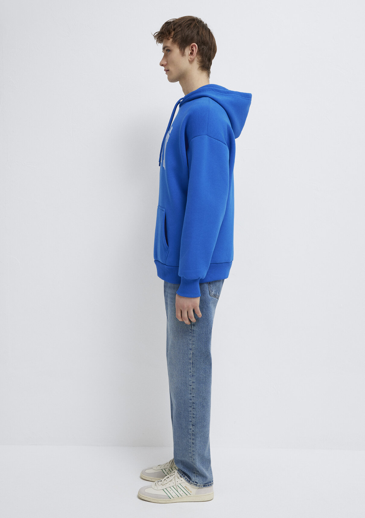 Mavi Logo Baskılı Kapüşonlu Mavi Sweatshirt görsel 4