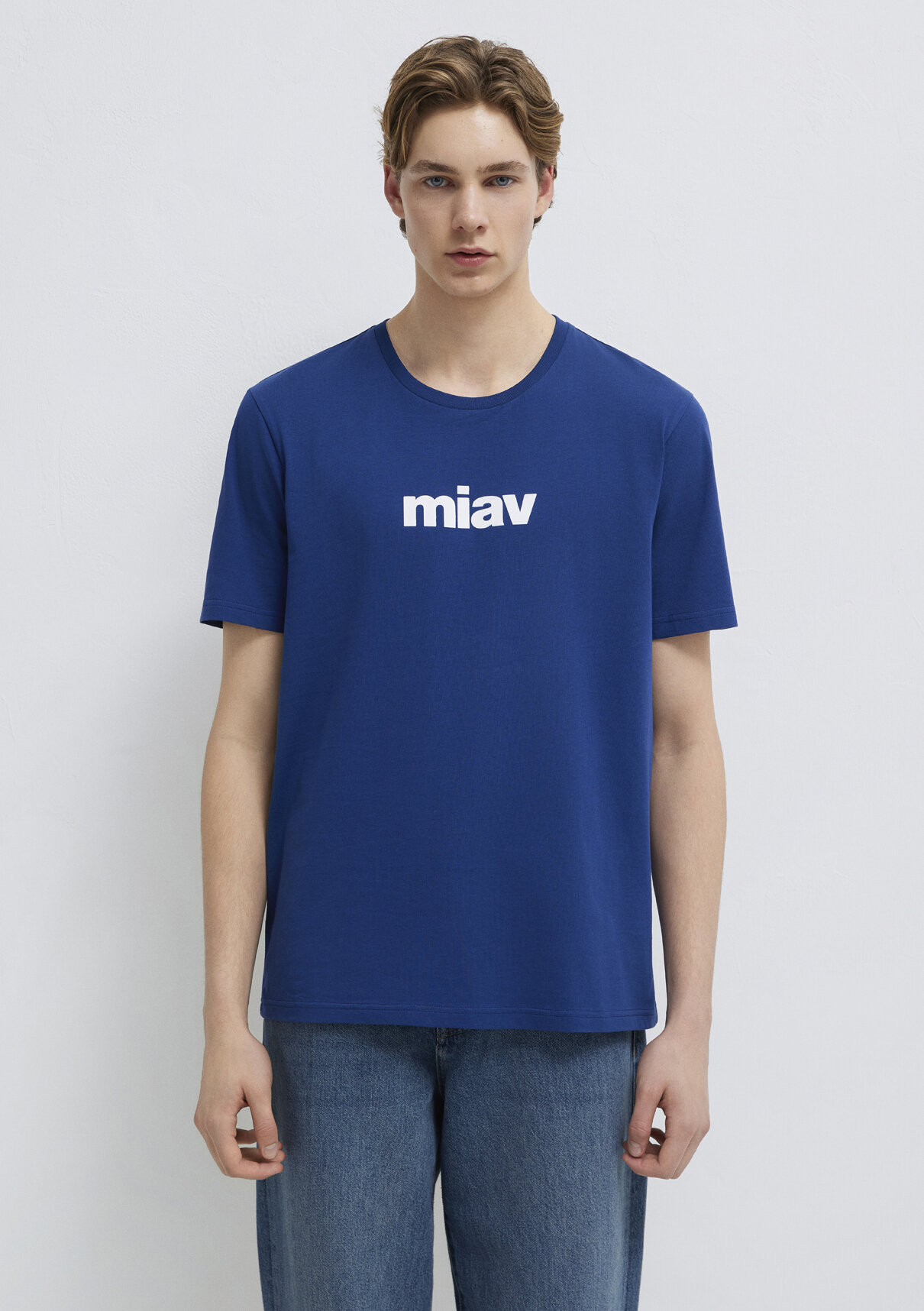 Mavi Miav Baskılı Mavi Tişört görsel 3