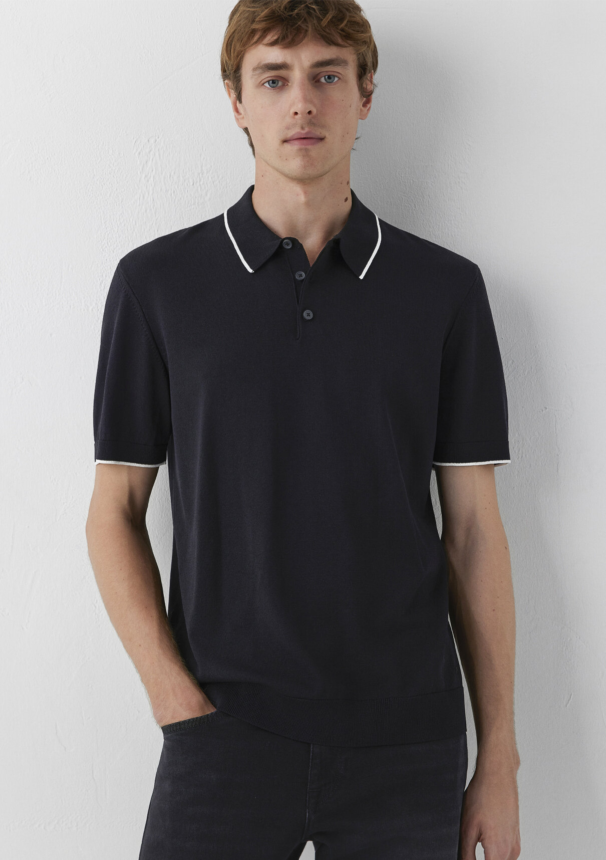 Mavi Siyah Triko Polo