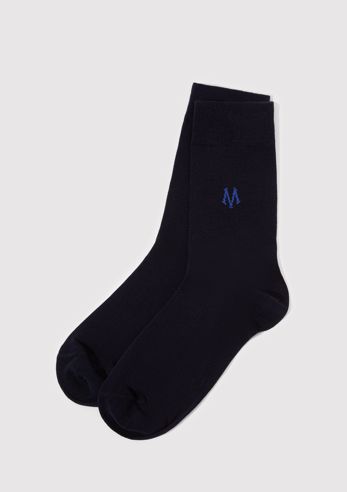 Mavi Mühür Logo Baskılı Lacivert Soket Çorap