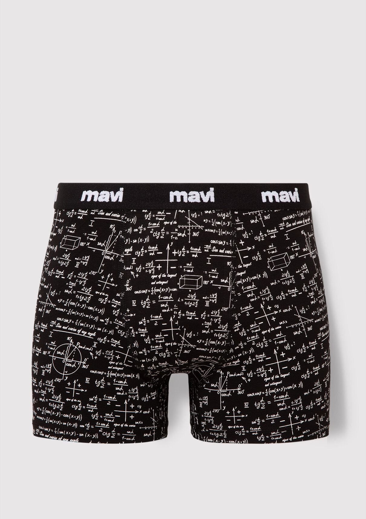 Mavi Baskılı Siyah Boxer
