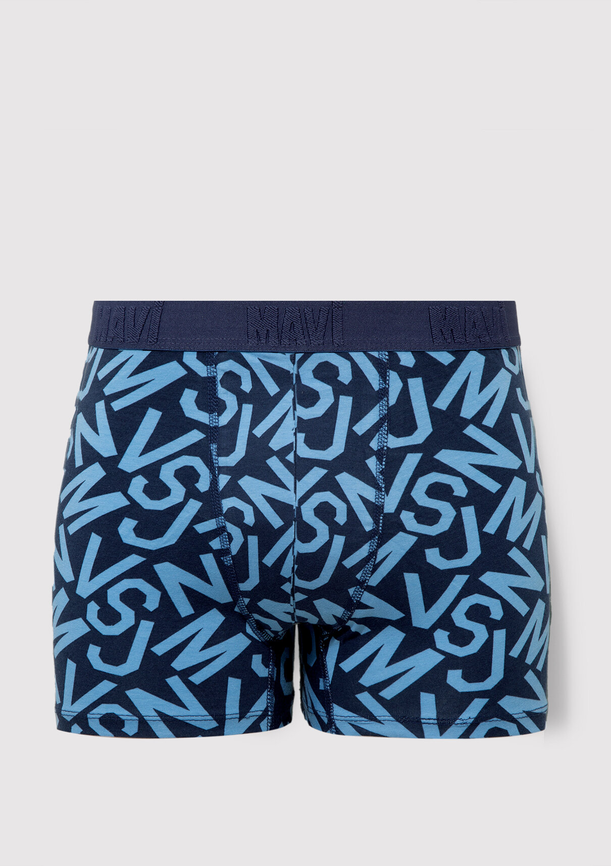 Mavi Baskılı Mavi Boxer