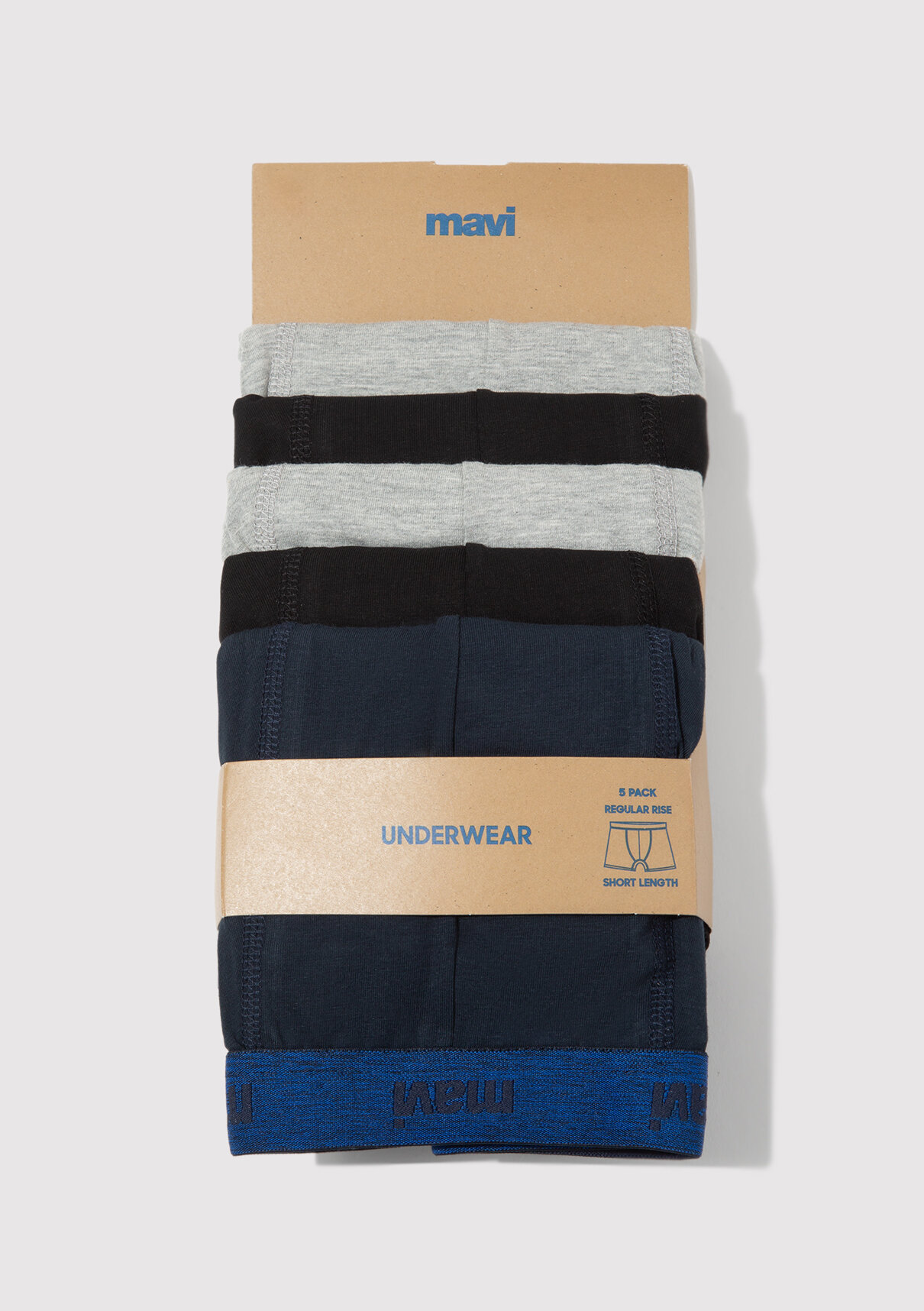 Mavi 5li Basic Boxer görsel 5