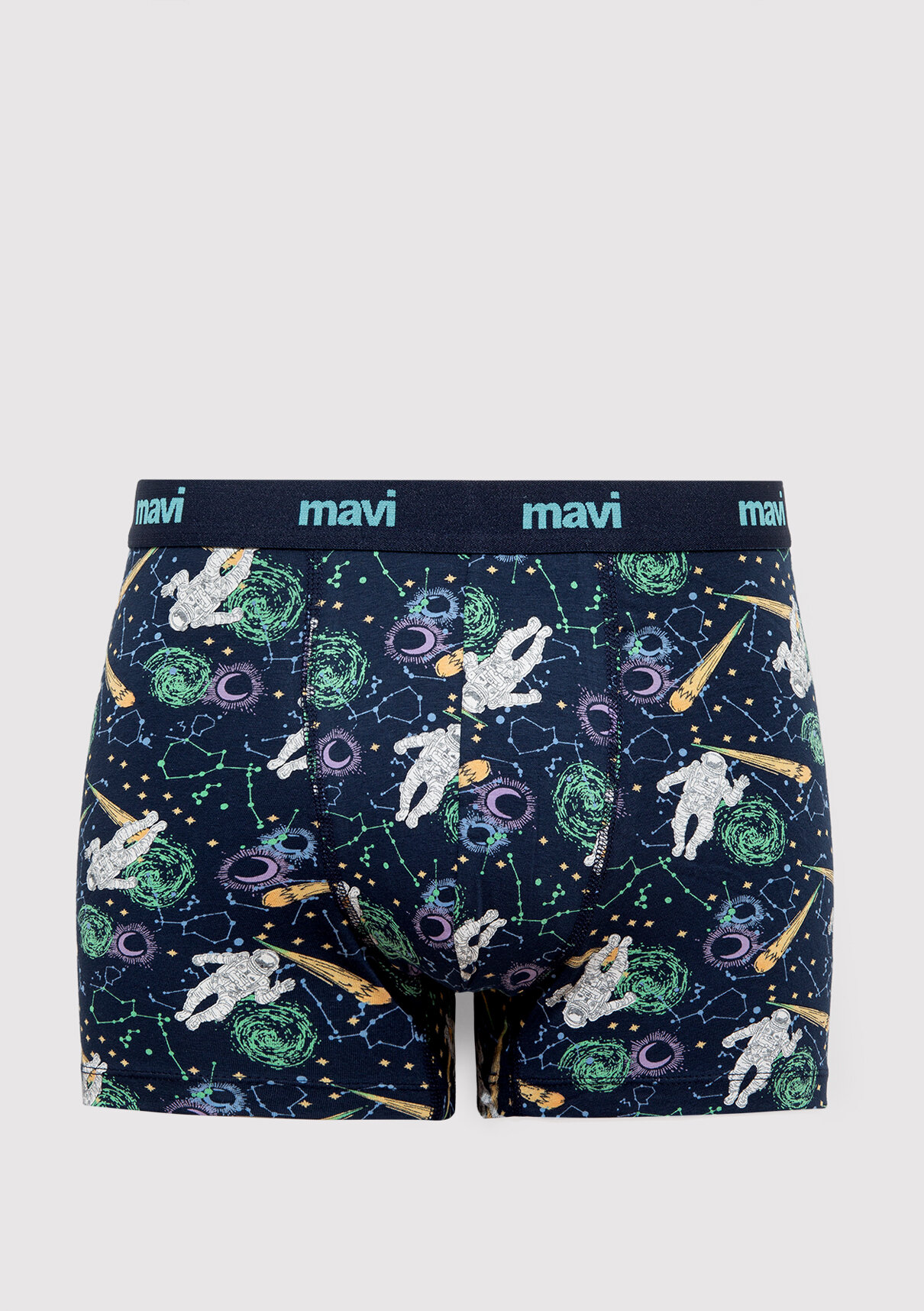 Mavi Baskılı Lacivert Boxer