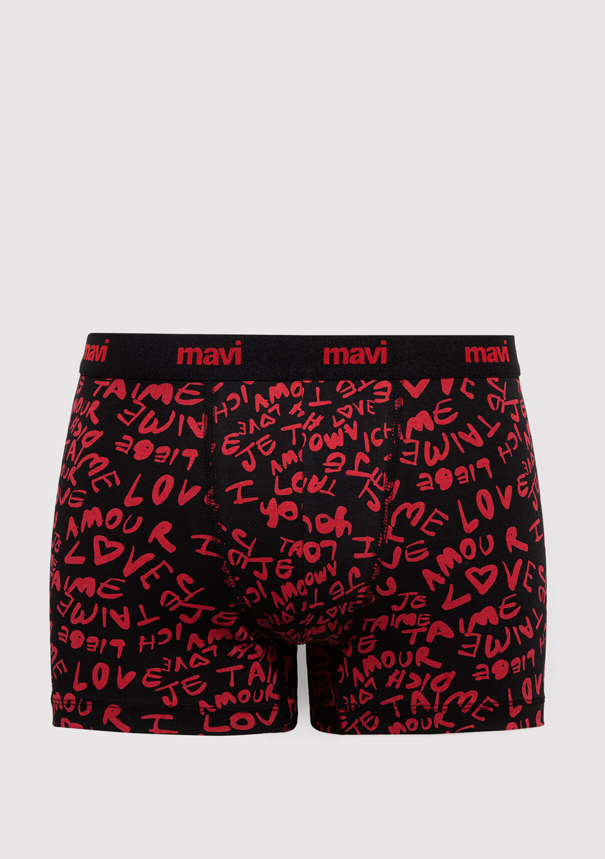 Mavi Baskılı Kırmızı Boxer