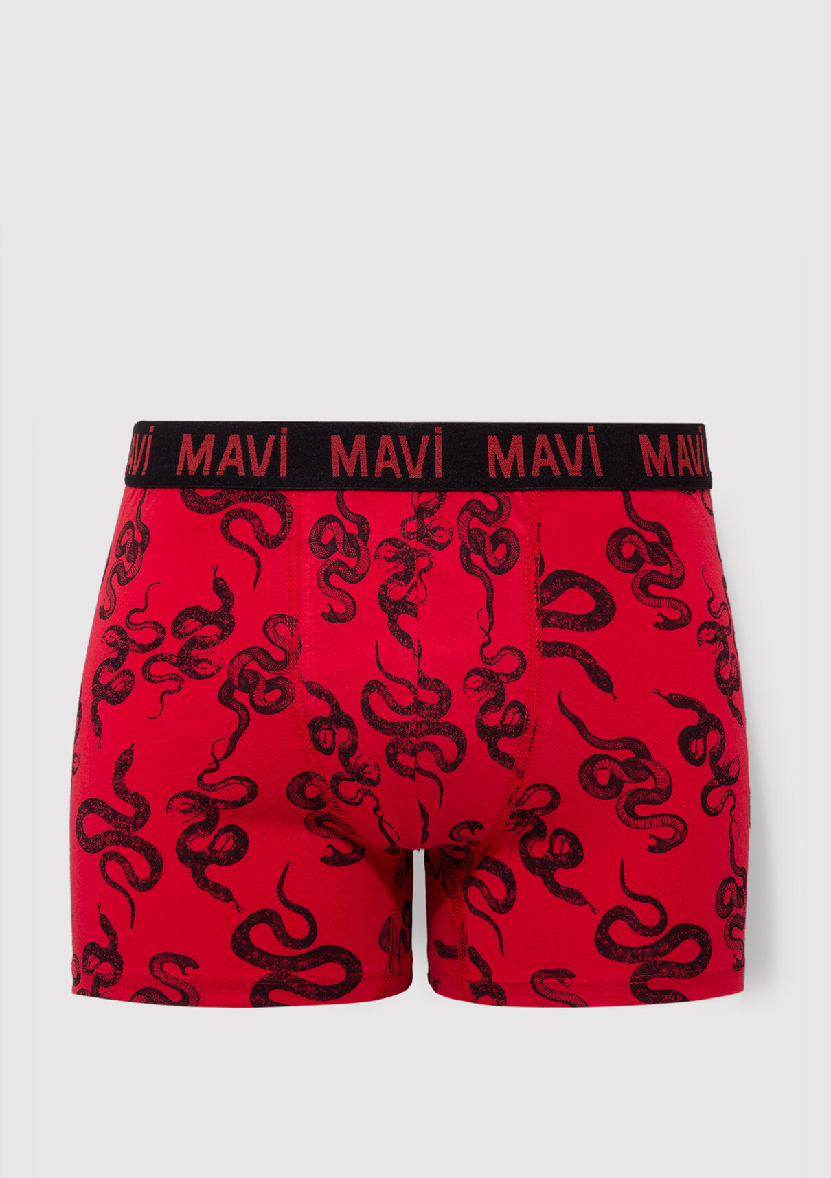 Mavi Yılan Baskılı Kırmızı Boxer