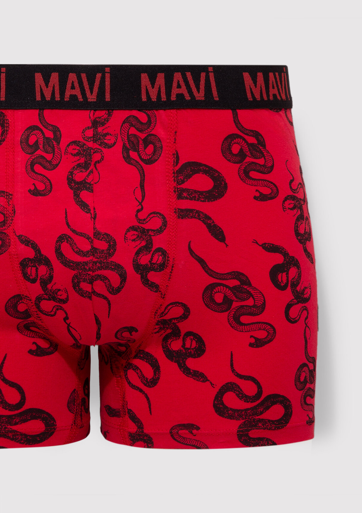 Mavi Yılan Baskılı Kırmızı Boxer görsel 2