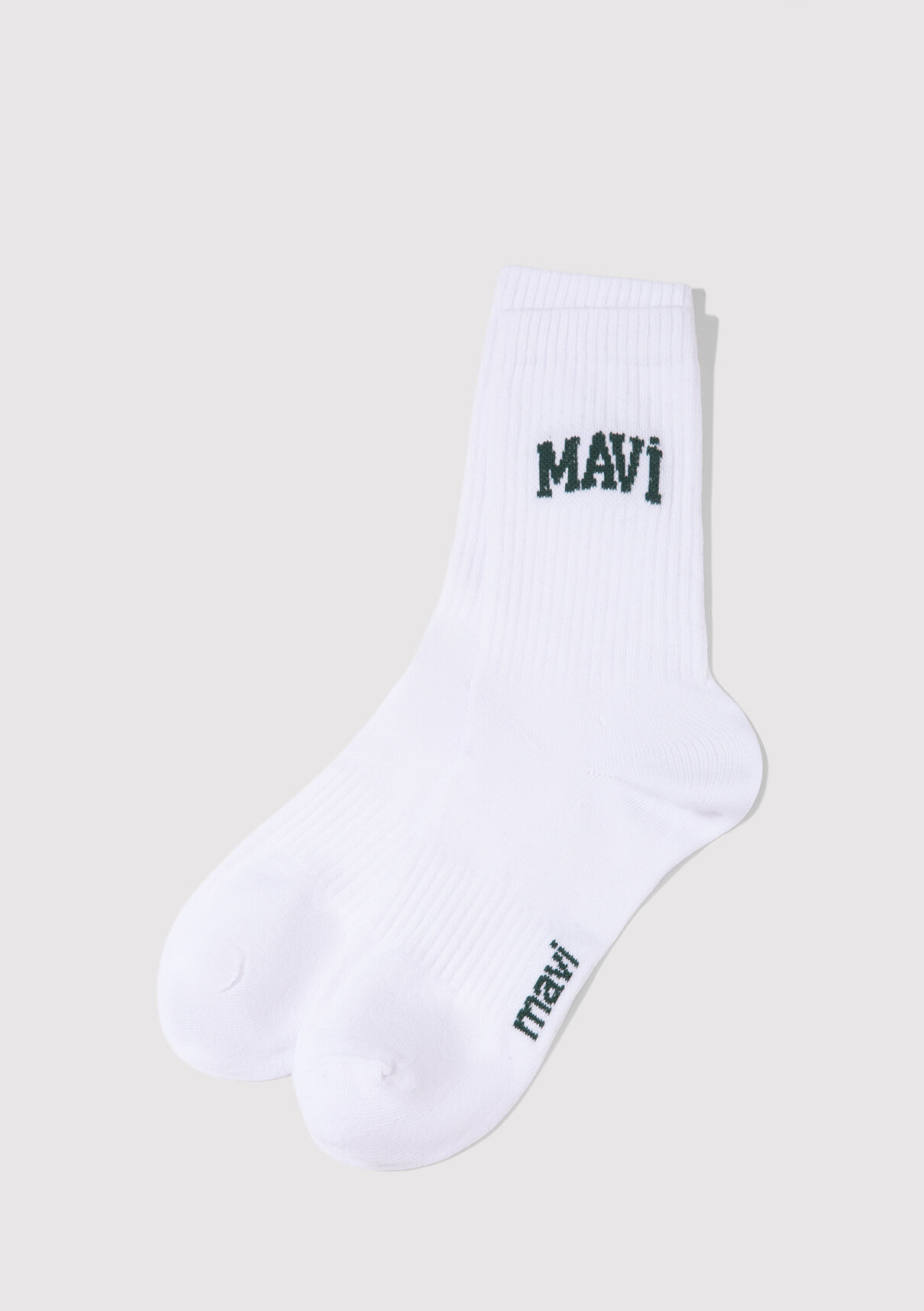 Mavi Logo Baskılı Beyaz Soket Çorap