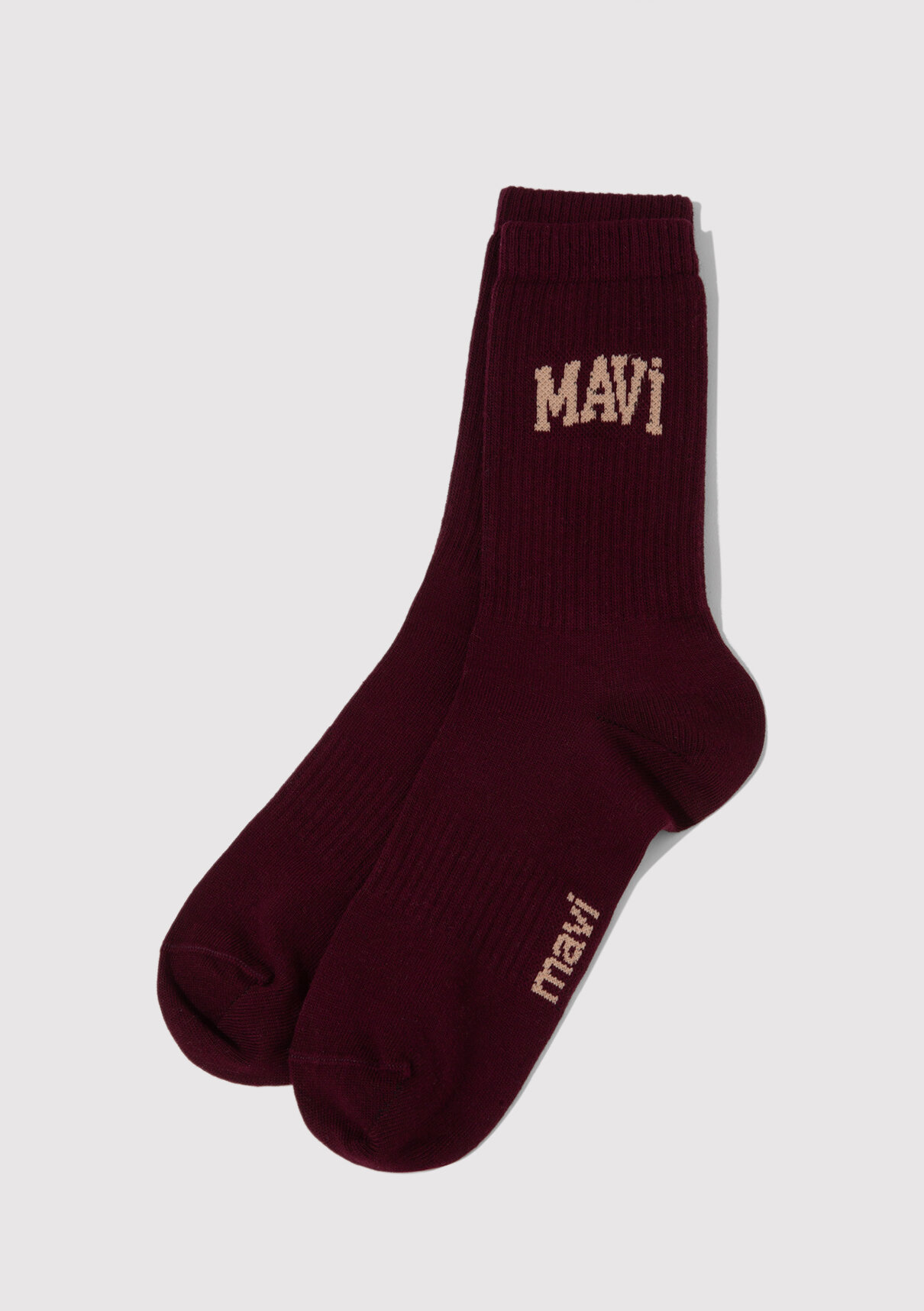 Mavi Logo Baskılı Bordo Soket Çorap