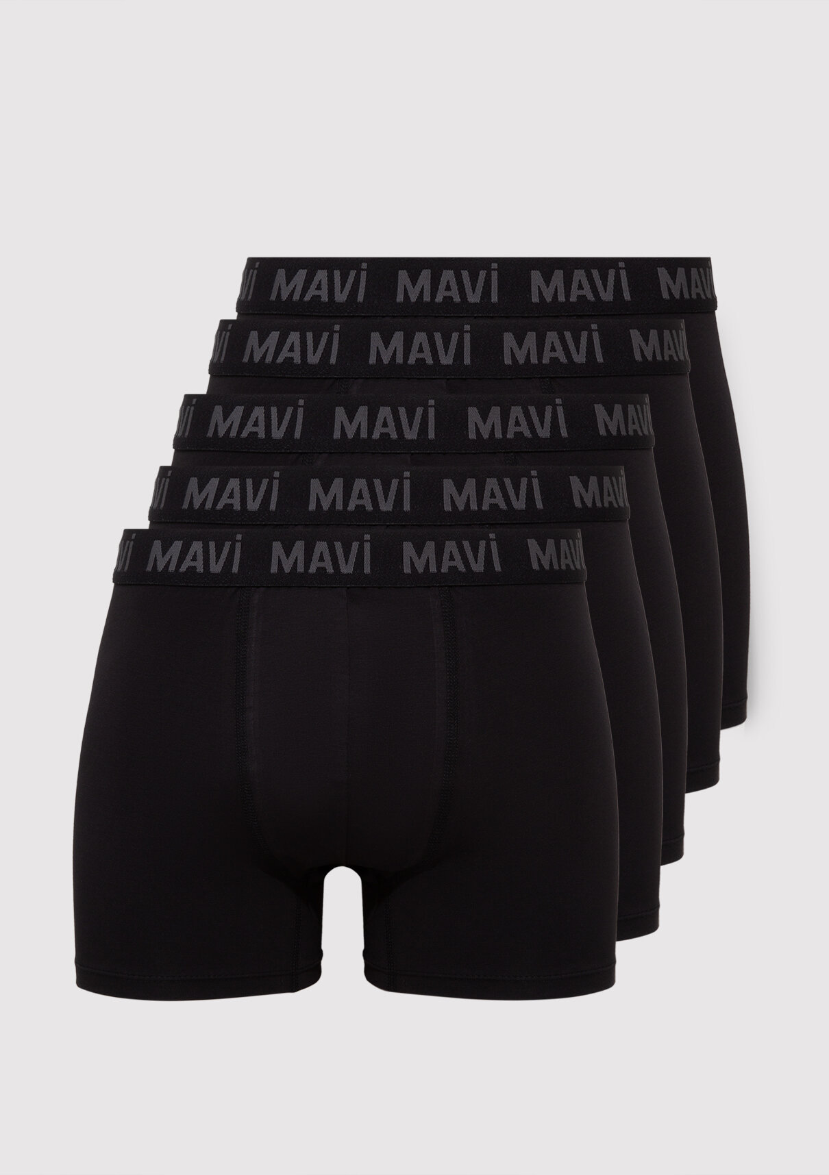Mavi 5li Siyah Basic Boxer