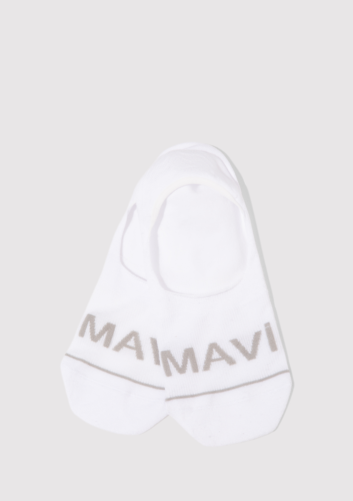 Mavi Logo Baskılı Beyaz Babet Çorabı