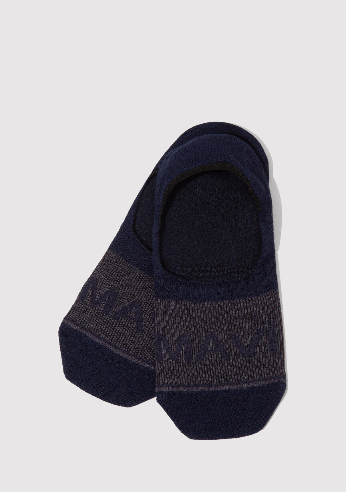 Mavi Logo Baskılı Lacivert Babet Çorabı