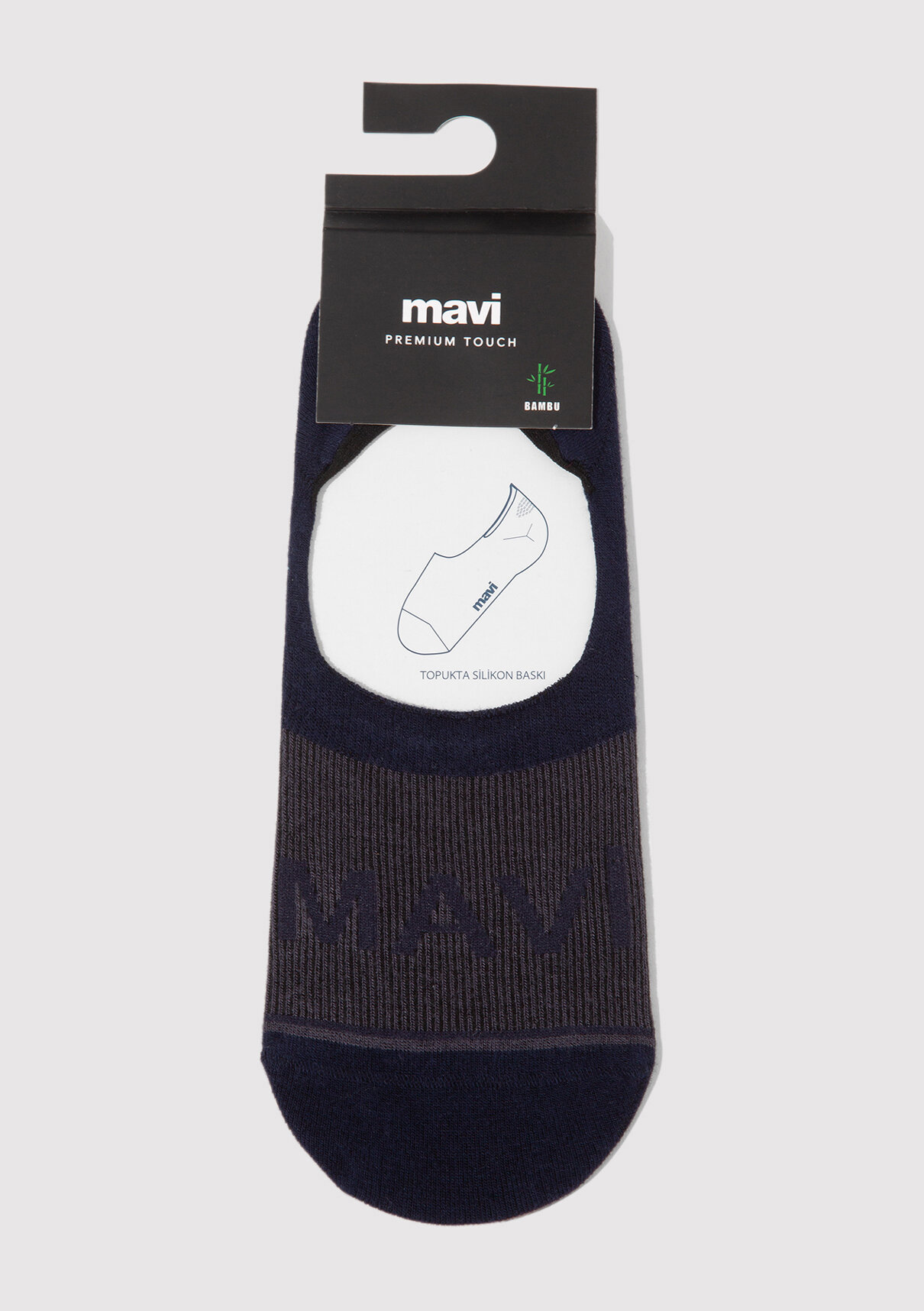 Mavi Logo Baskılı Lacivert Babet Çorabı görsel 2