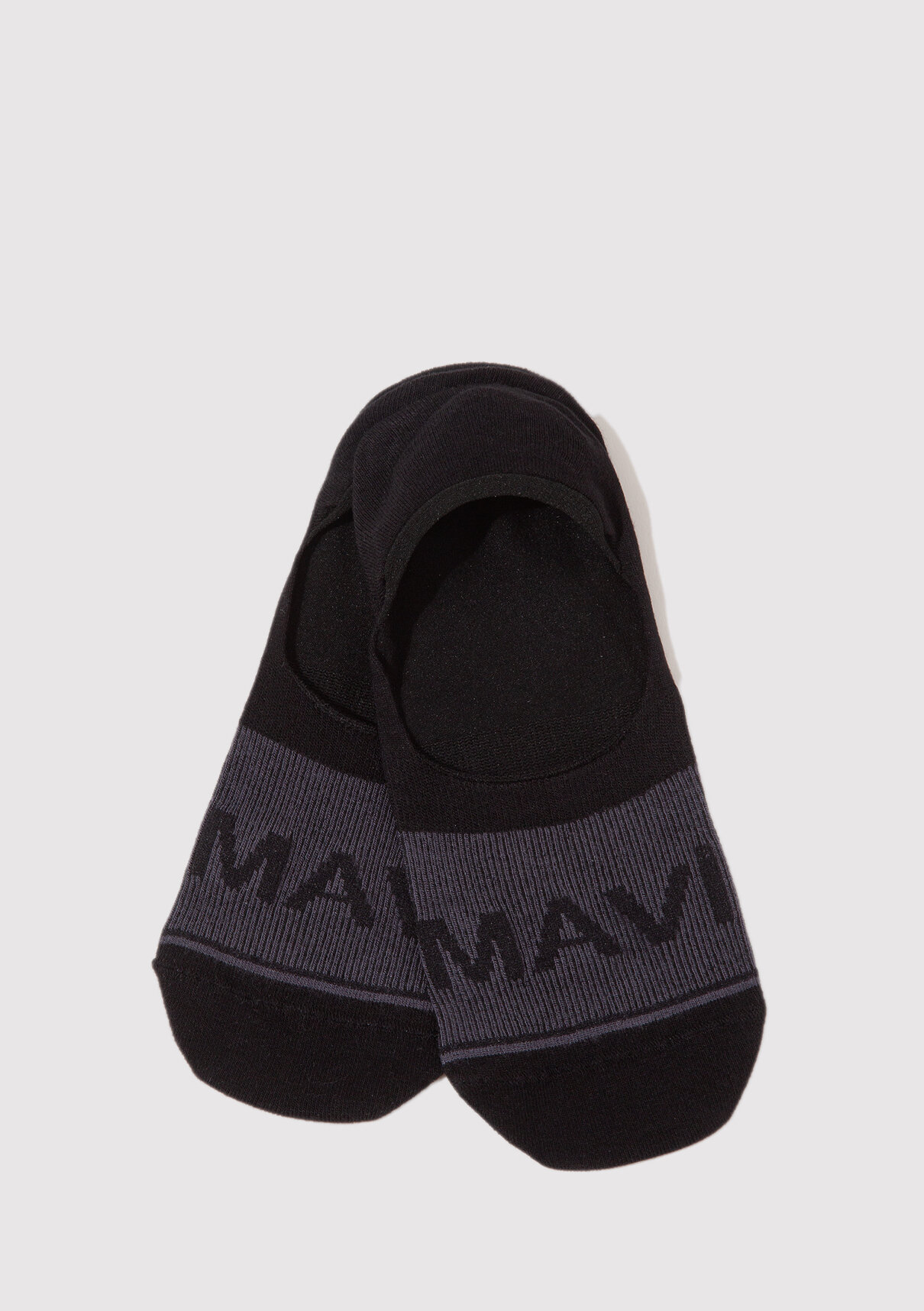 Mavi Logo Baskılı Siyah Babet Çorabı
