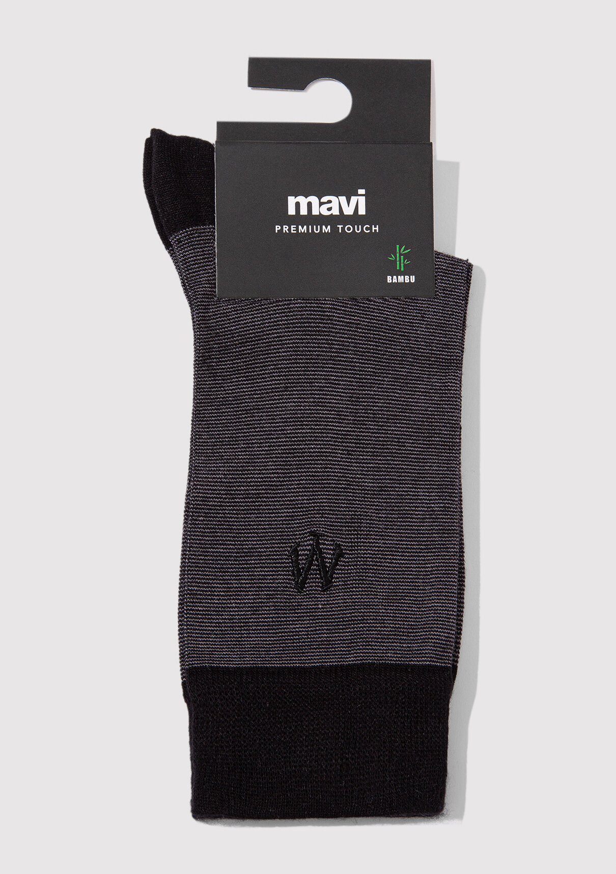 Mavi Mühür Logo Baskılı Siyah Soket Çorap görsel 2