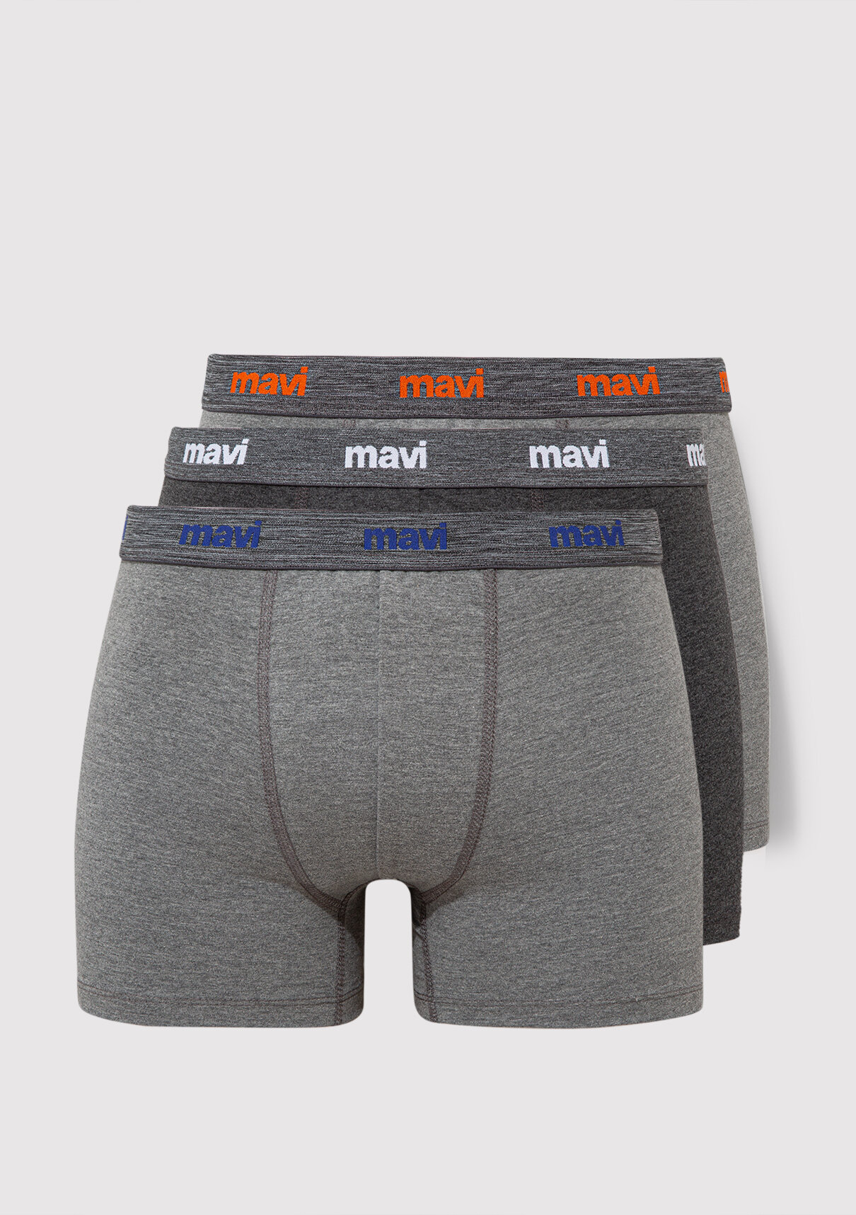 Mavi 3lü Gri Basic Boxer