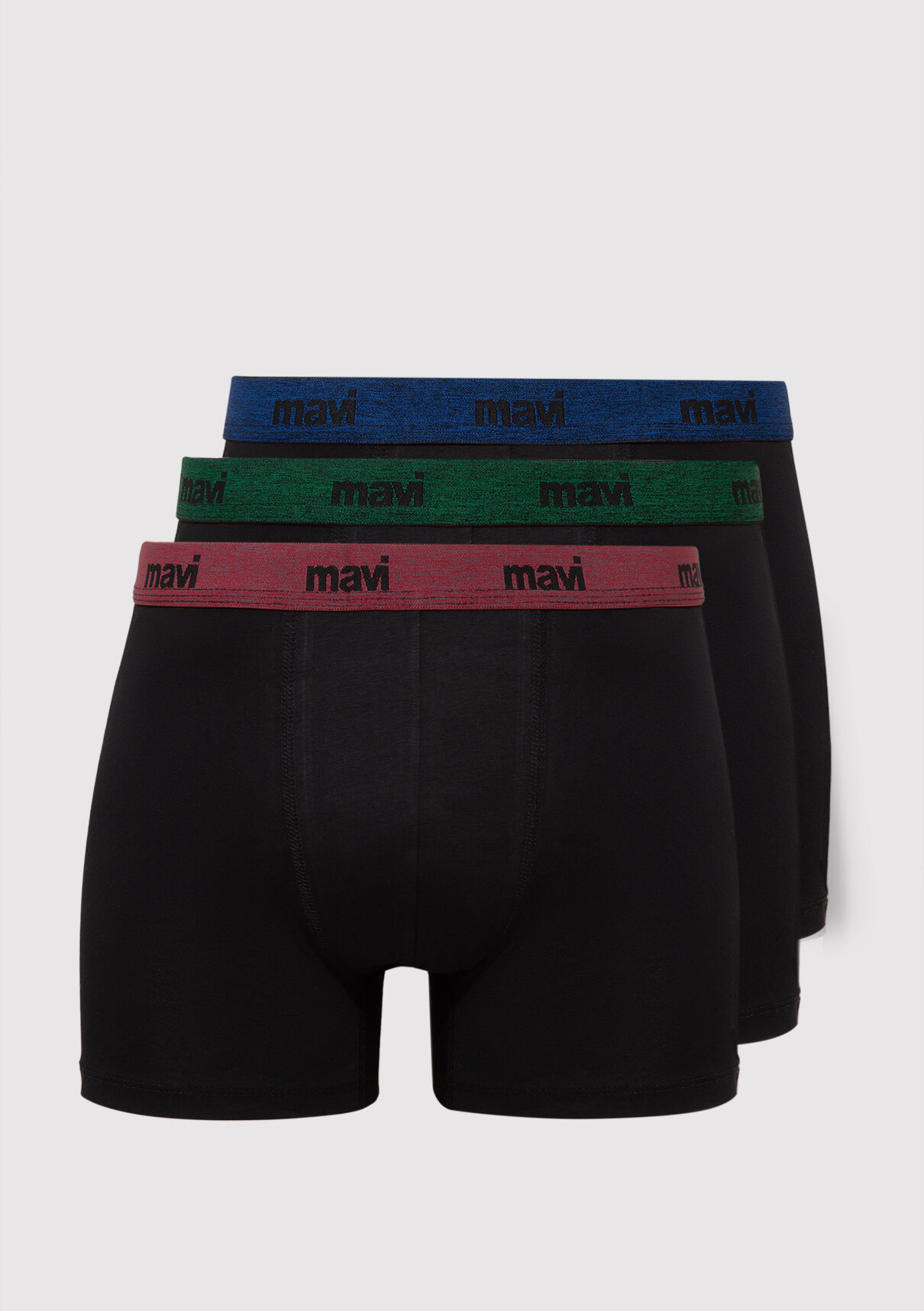 Mavi 3lü Siyah Basic Boxer