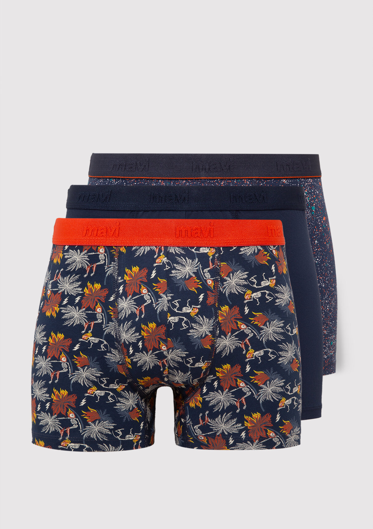 Mavi 3lü Baskılı Boxer