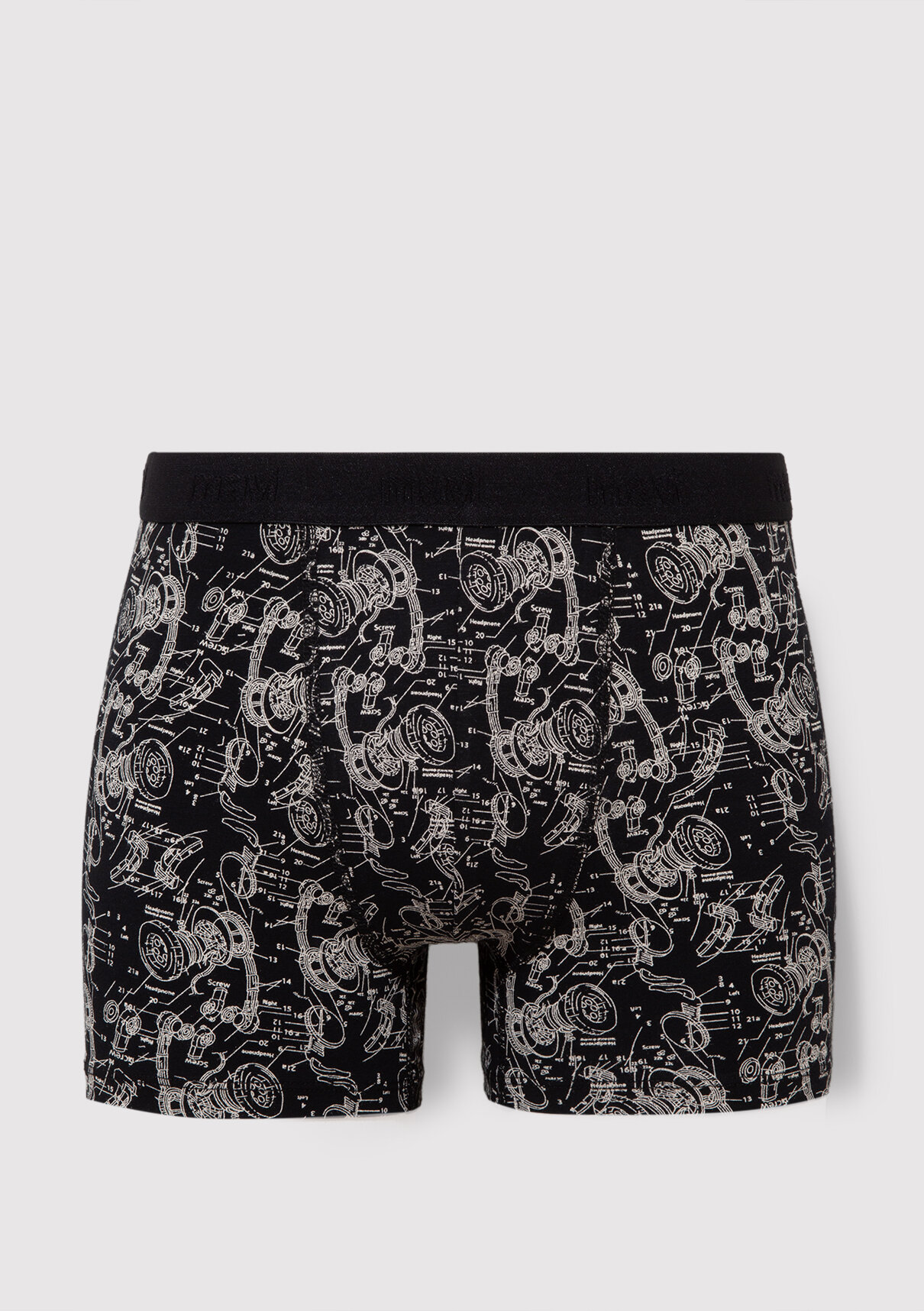 Mavi 3lü Baskılı Siyah Boxer görsel 3